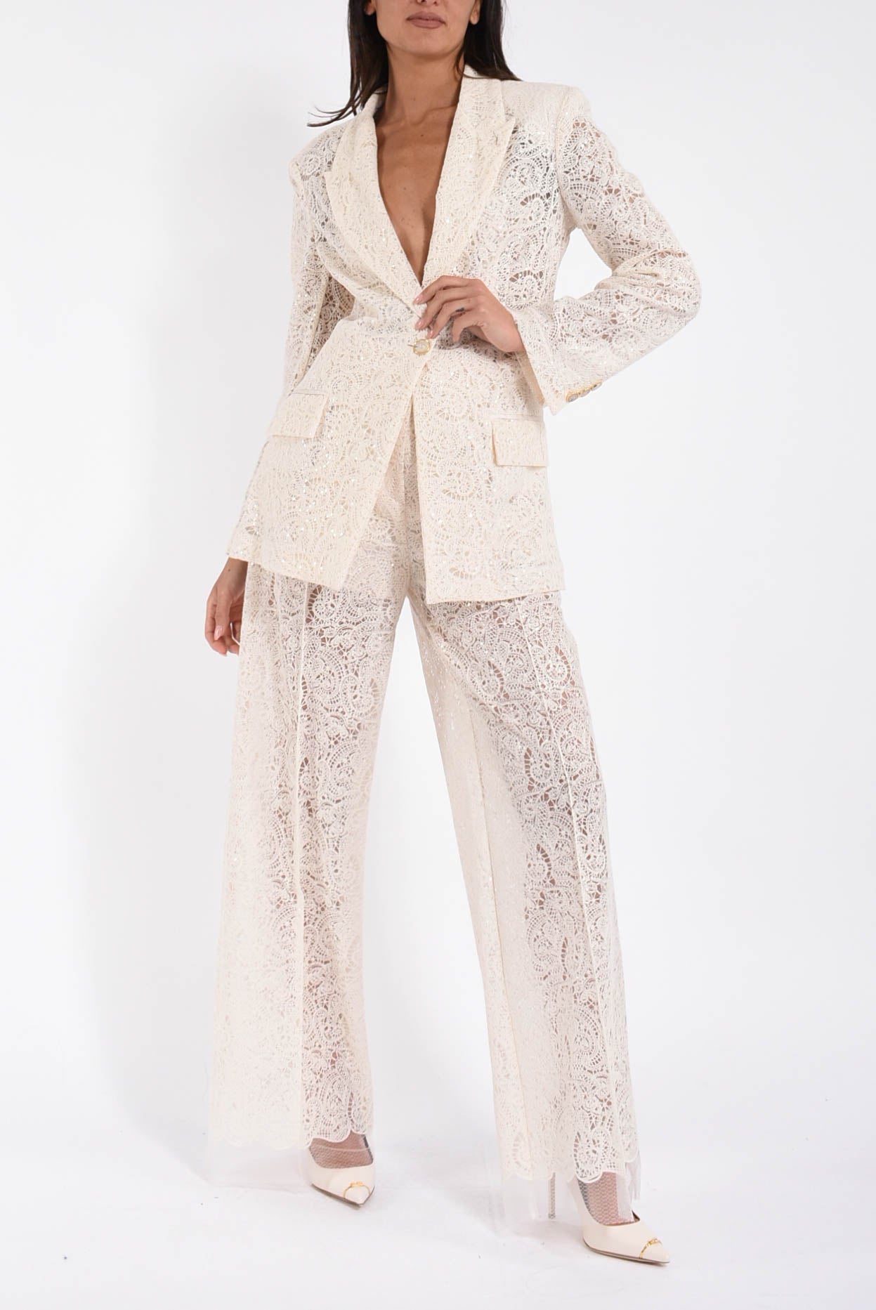giacca oversize in pizzo