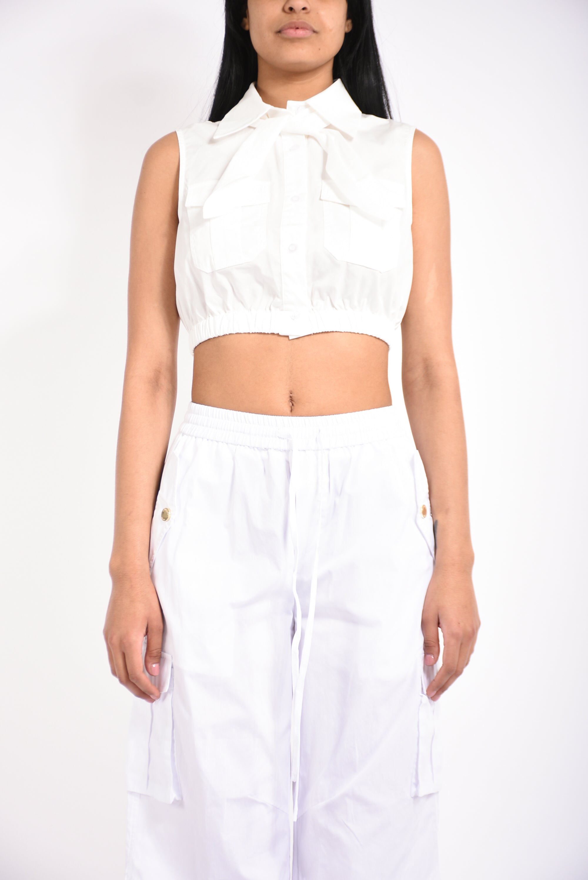 camicia crop in cotone