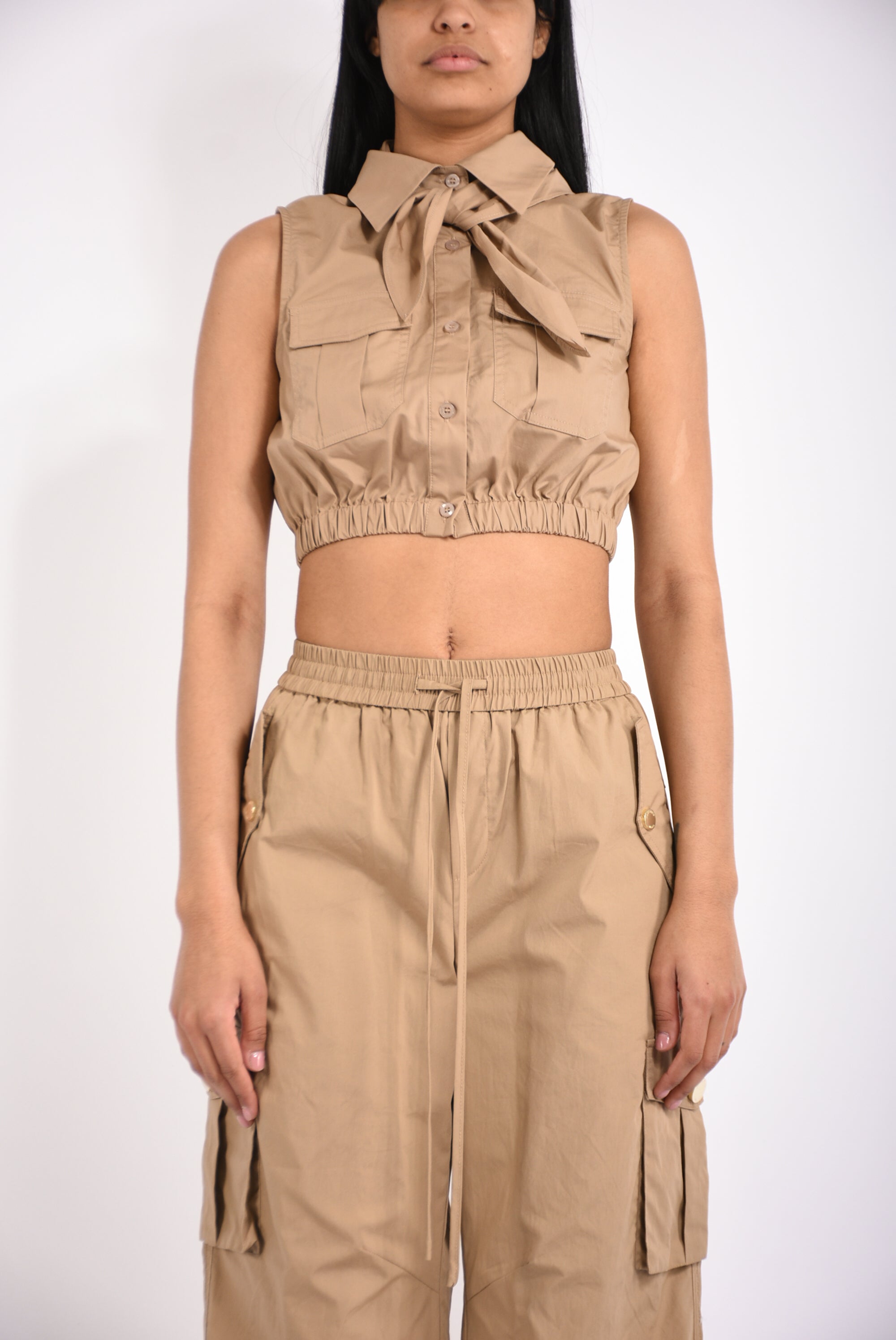 camicia crop in cotone