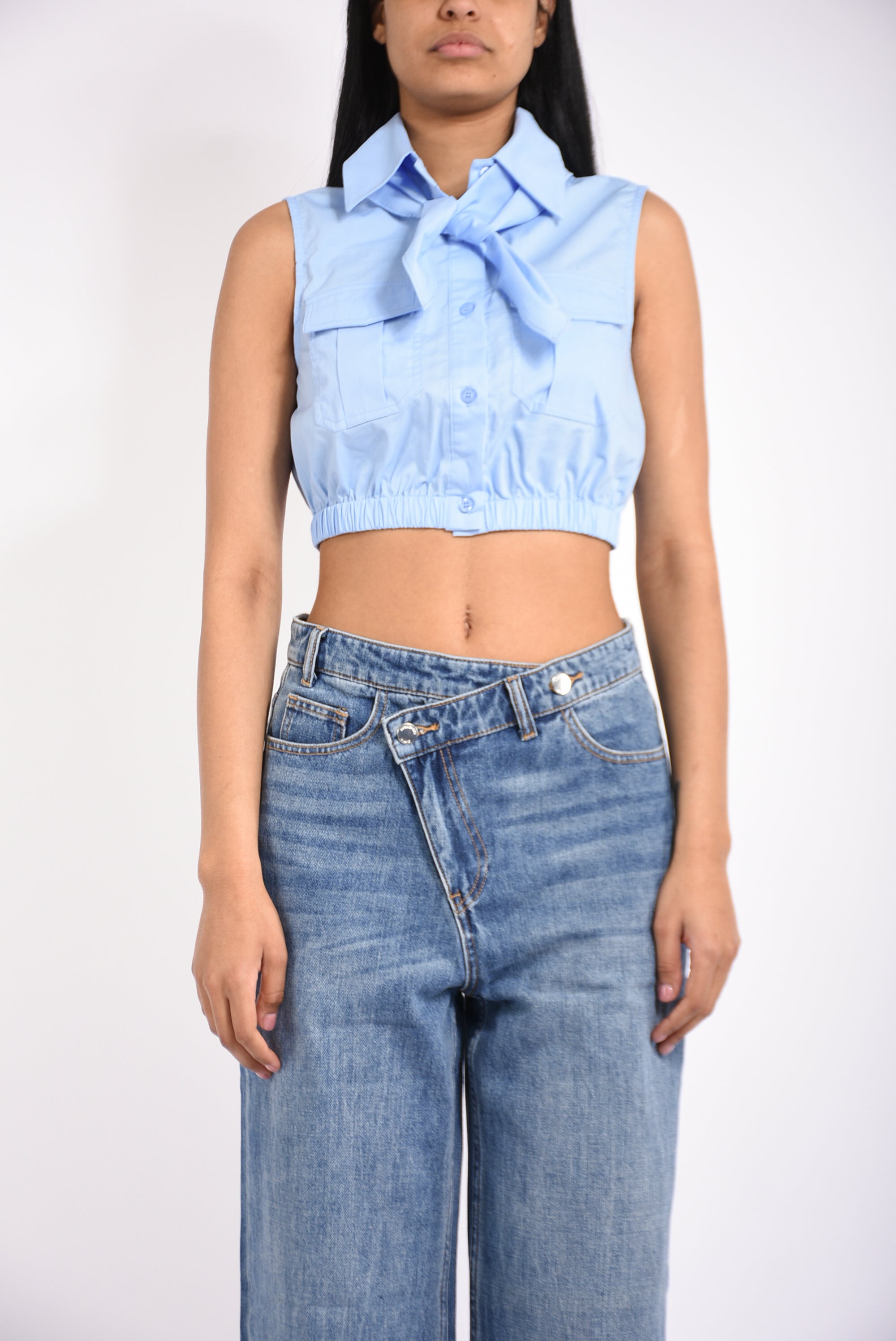 camicia crop in cotone