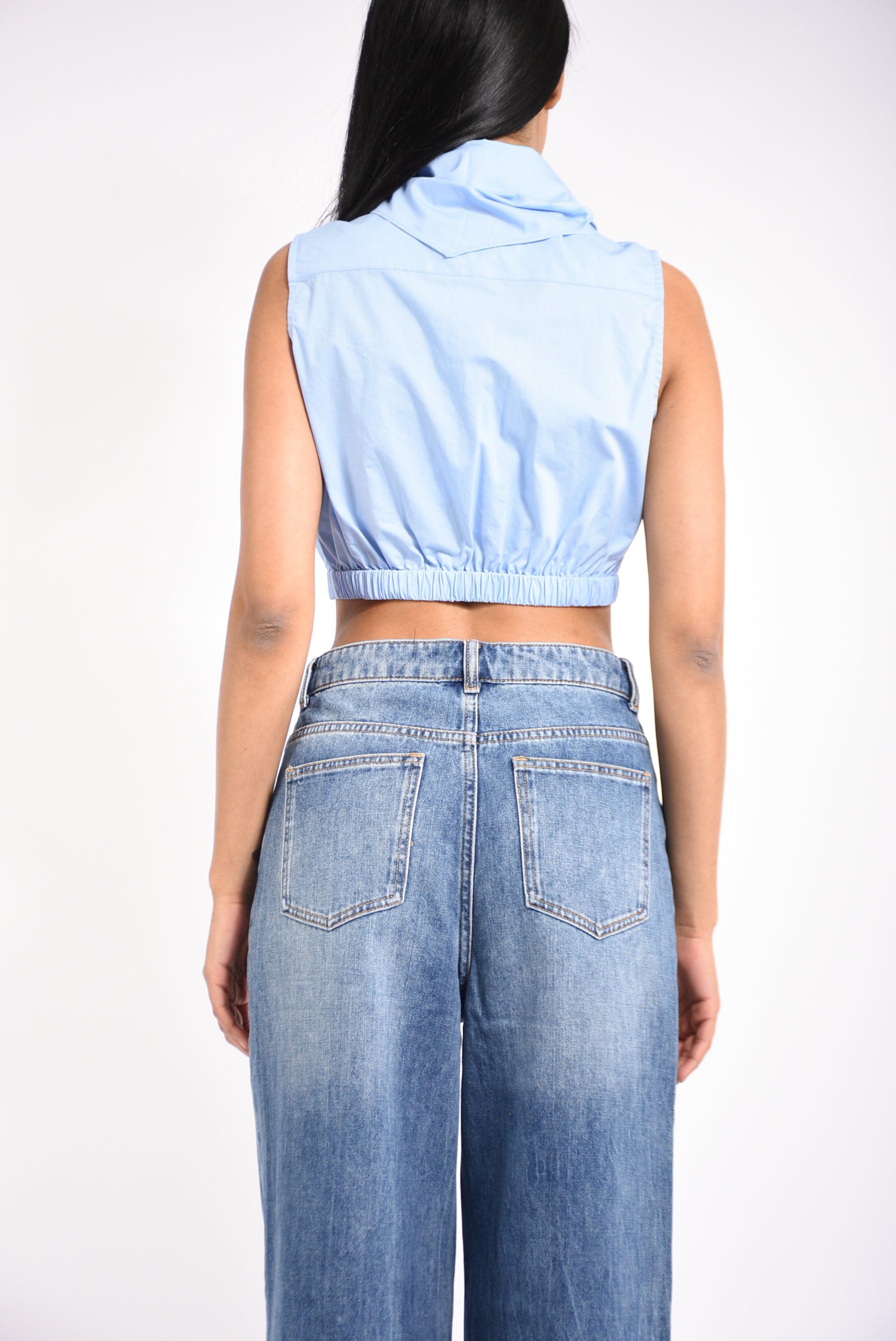 camicia crop in cotone