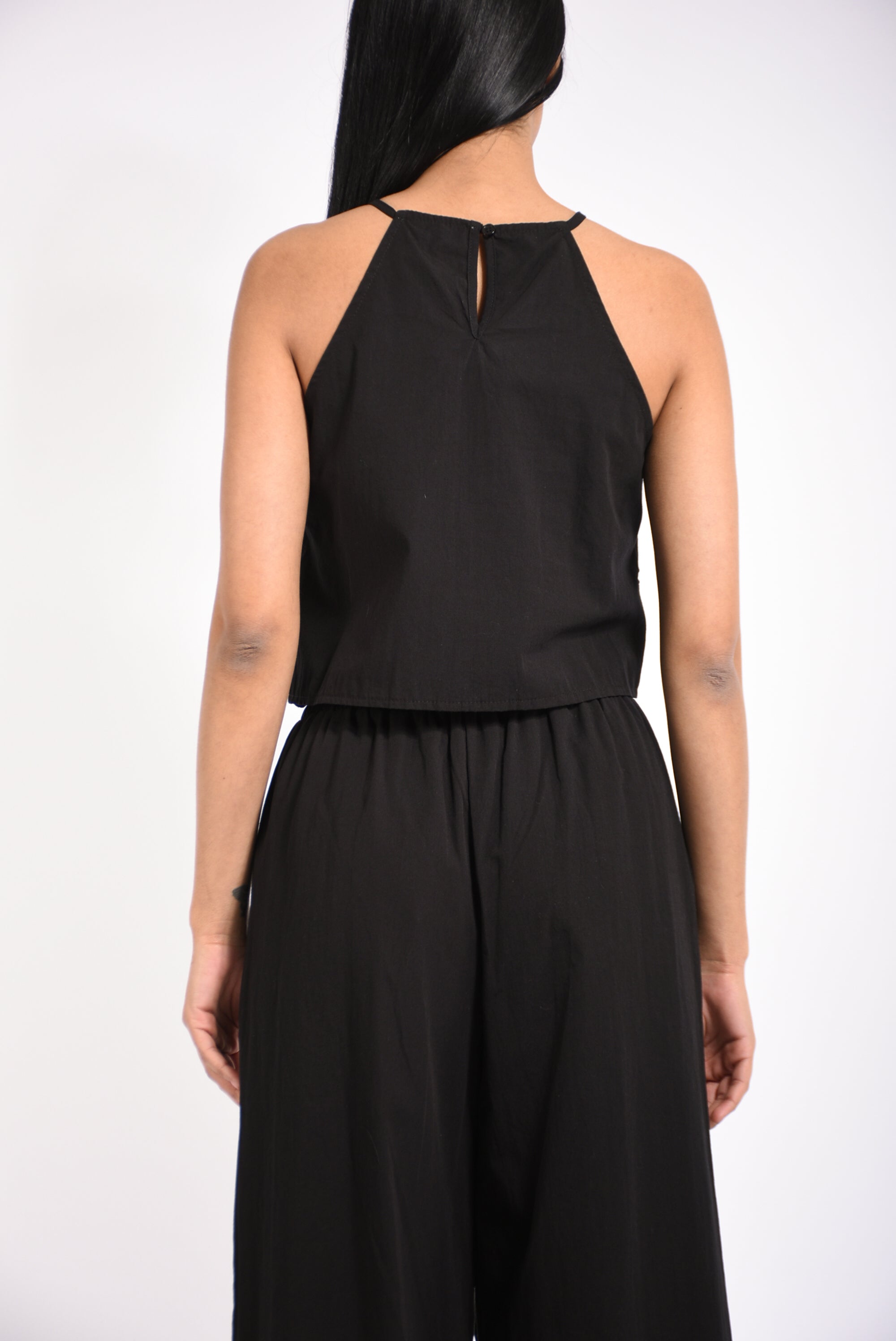 top in cotone con ricami