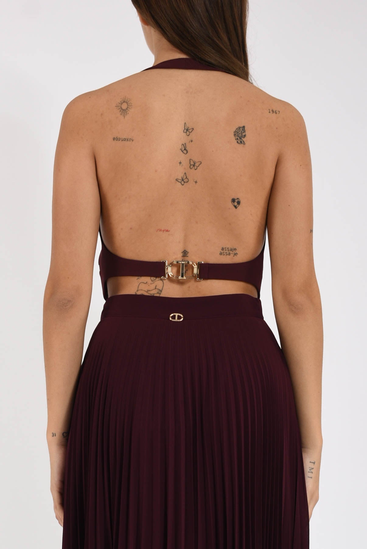 Gilet in crêpe cady con cinturino