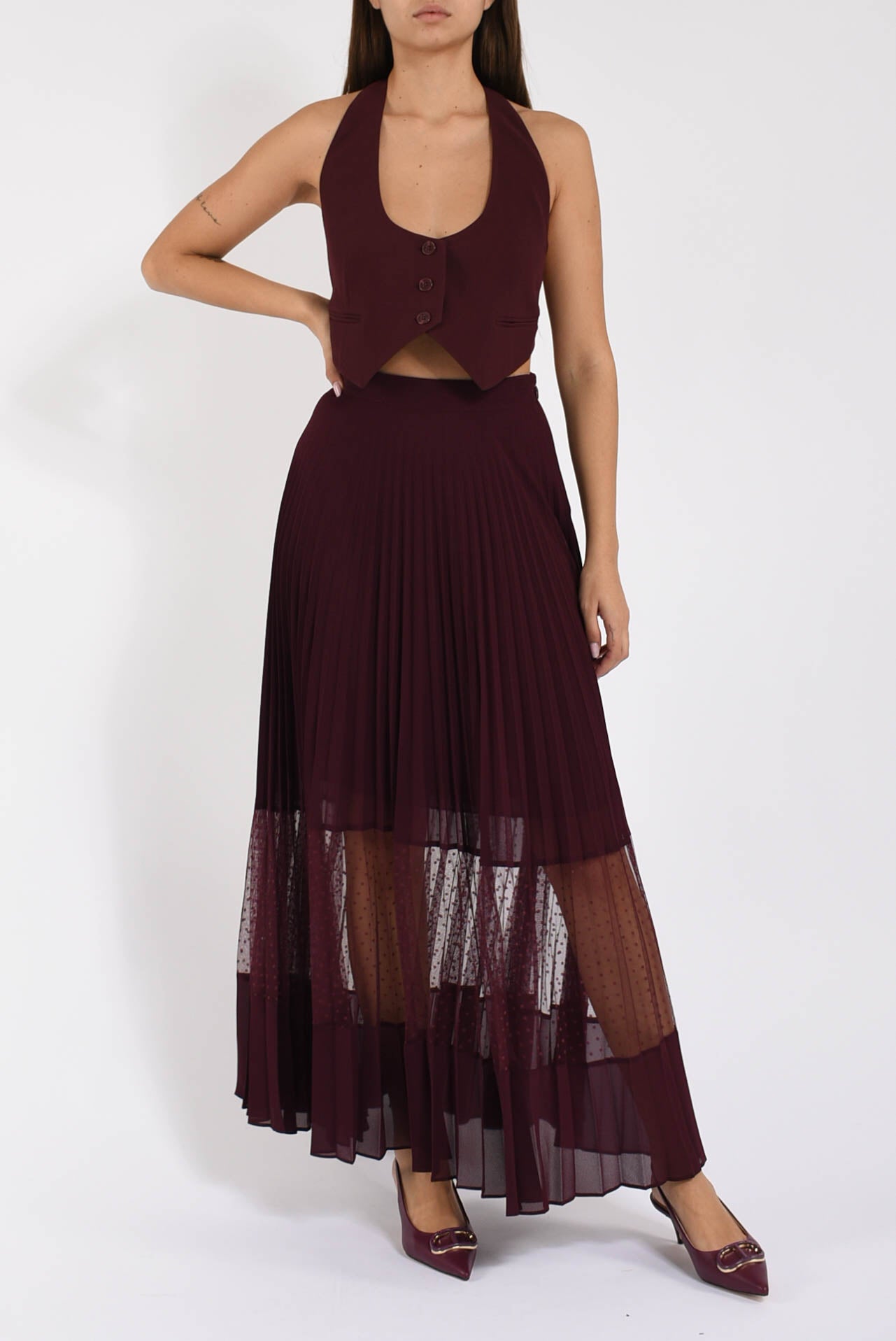 gonna lunga in georgette e tulle