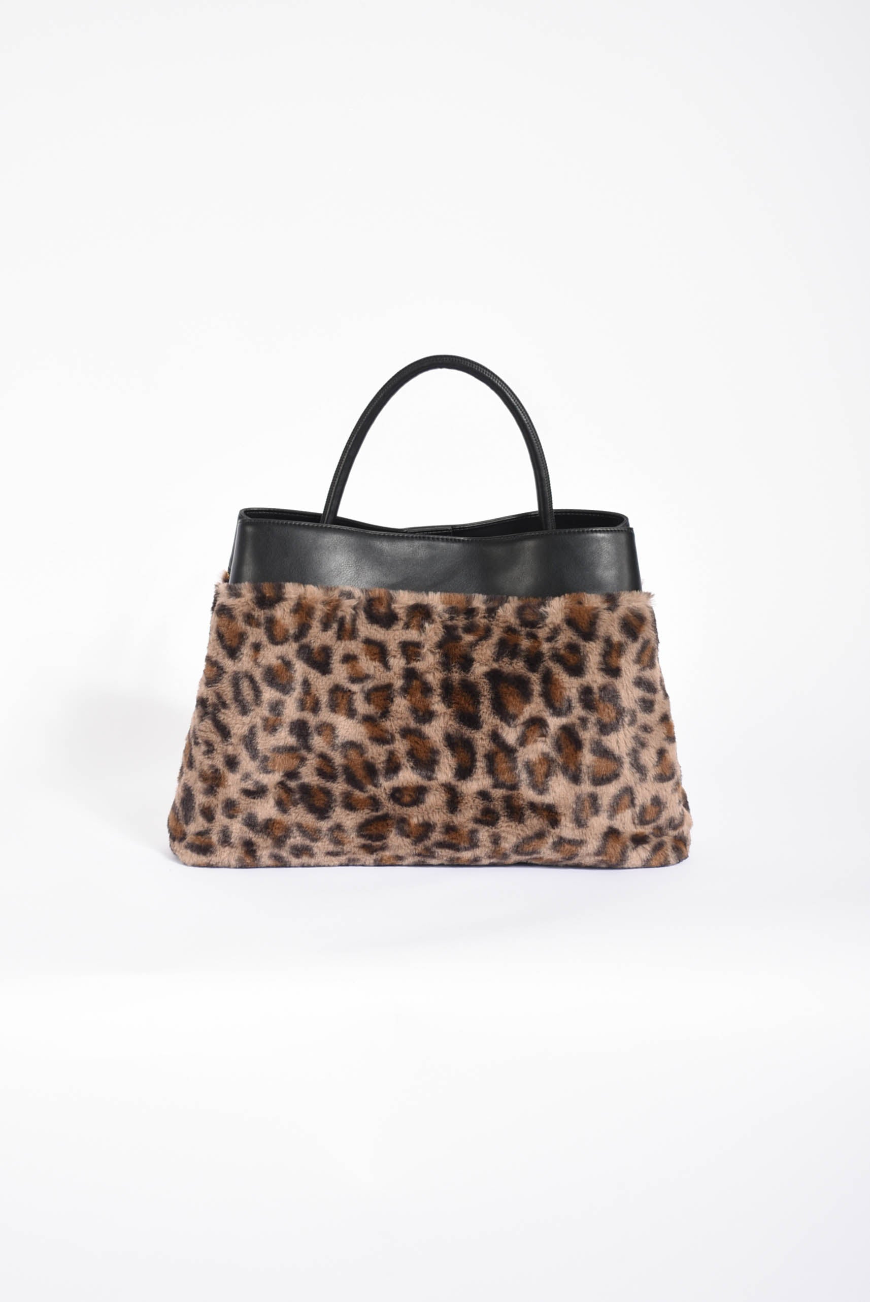 borsa shopper in faux fur con lock Oval T
