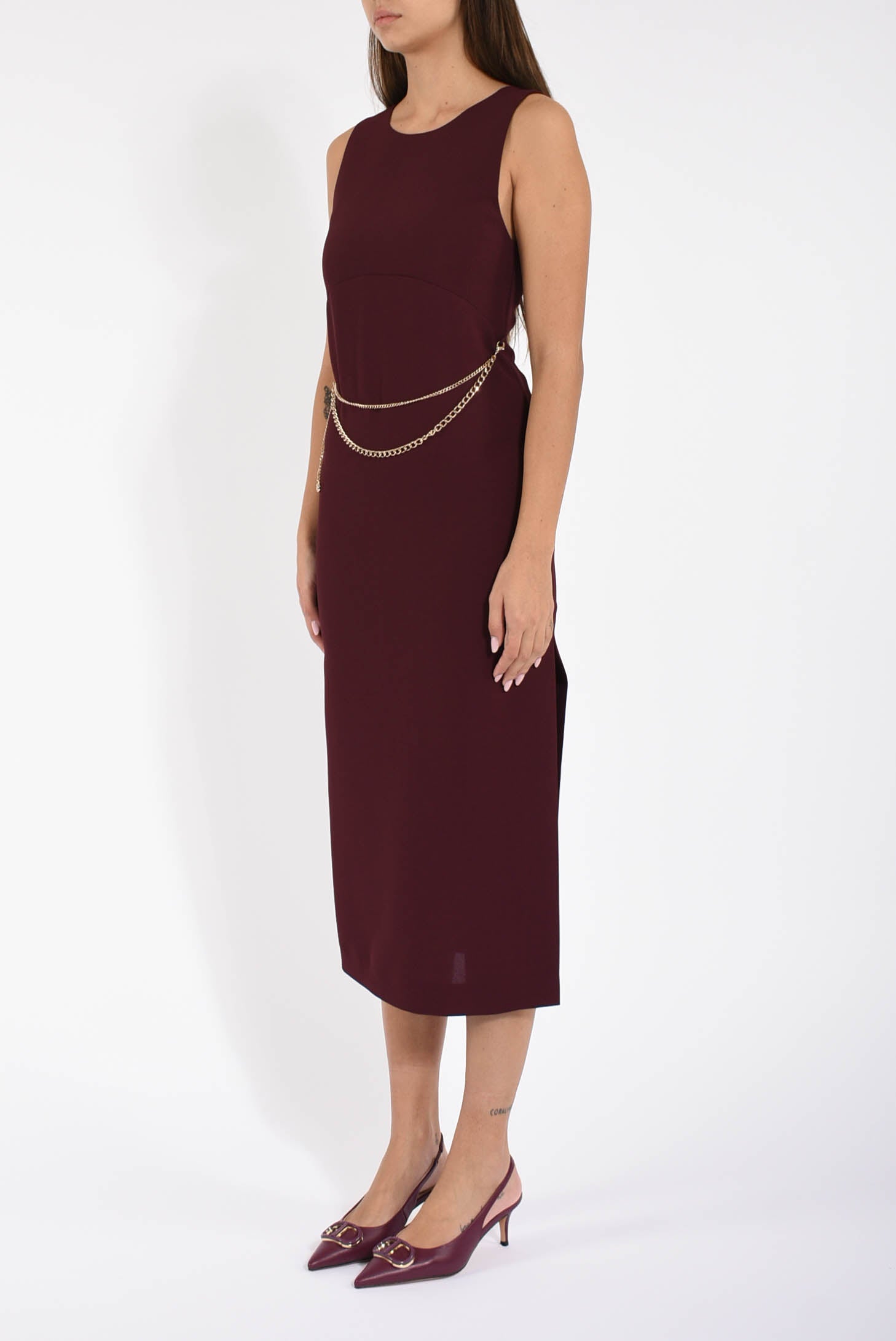 abito lungo in crépe