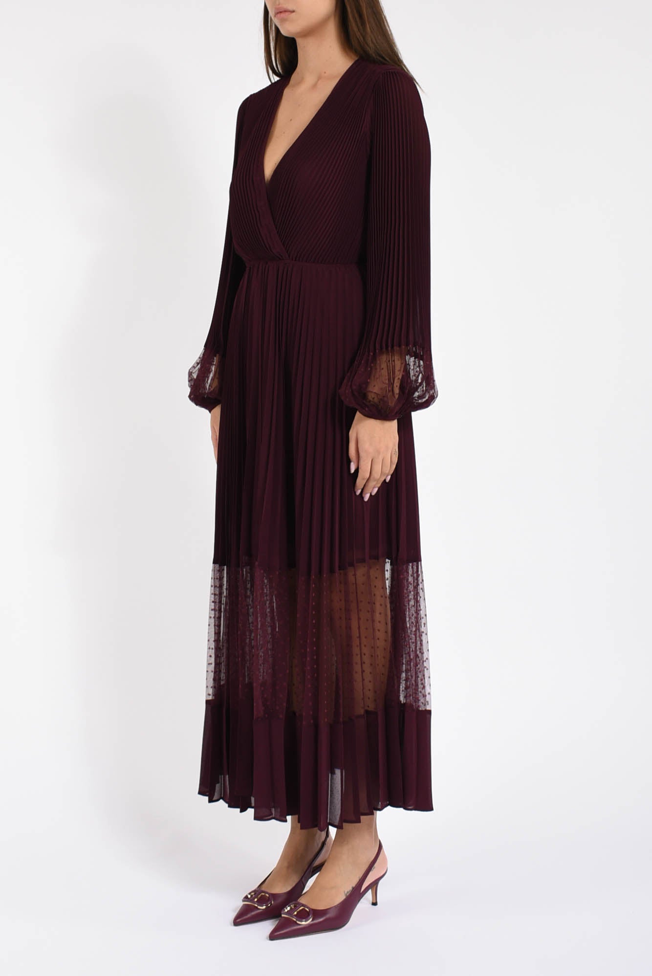 Abito lungo in georgette e tulle