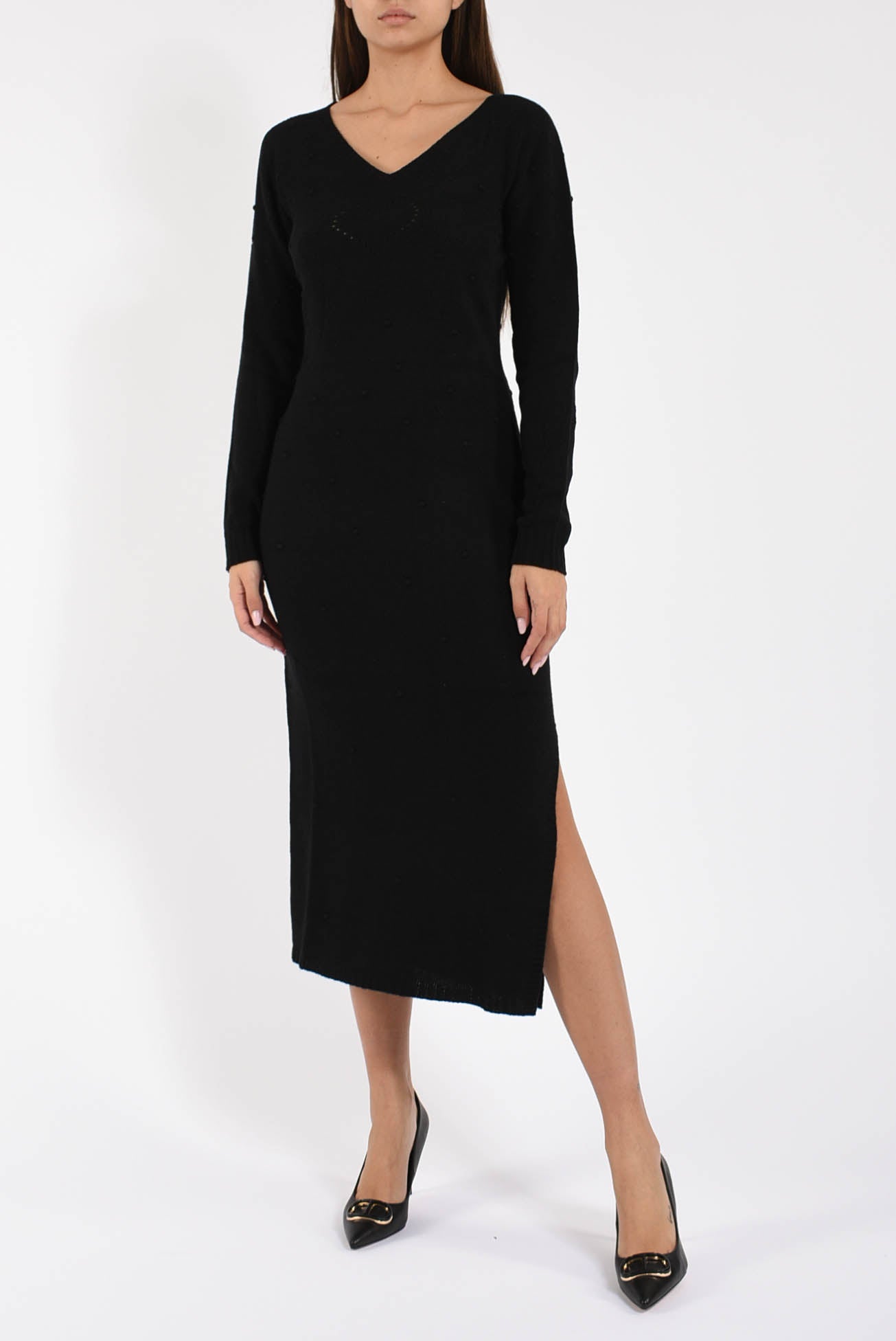 Abito lungo in filato di lana