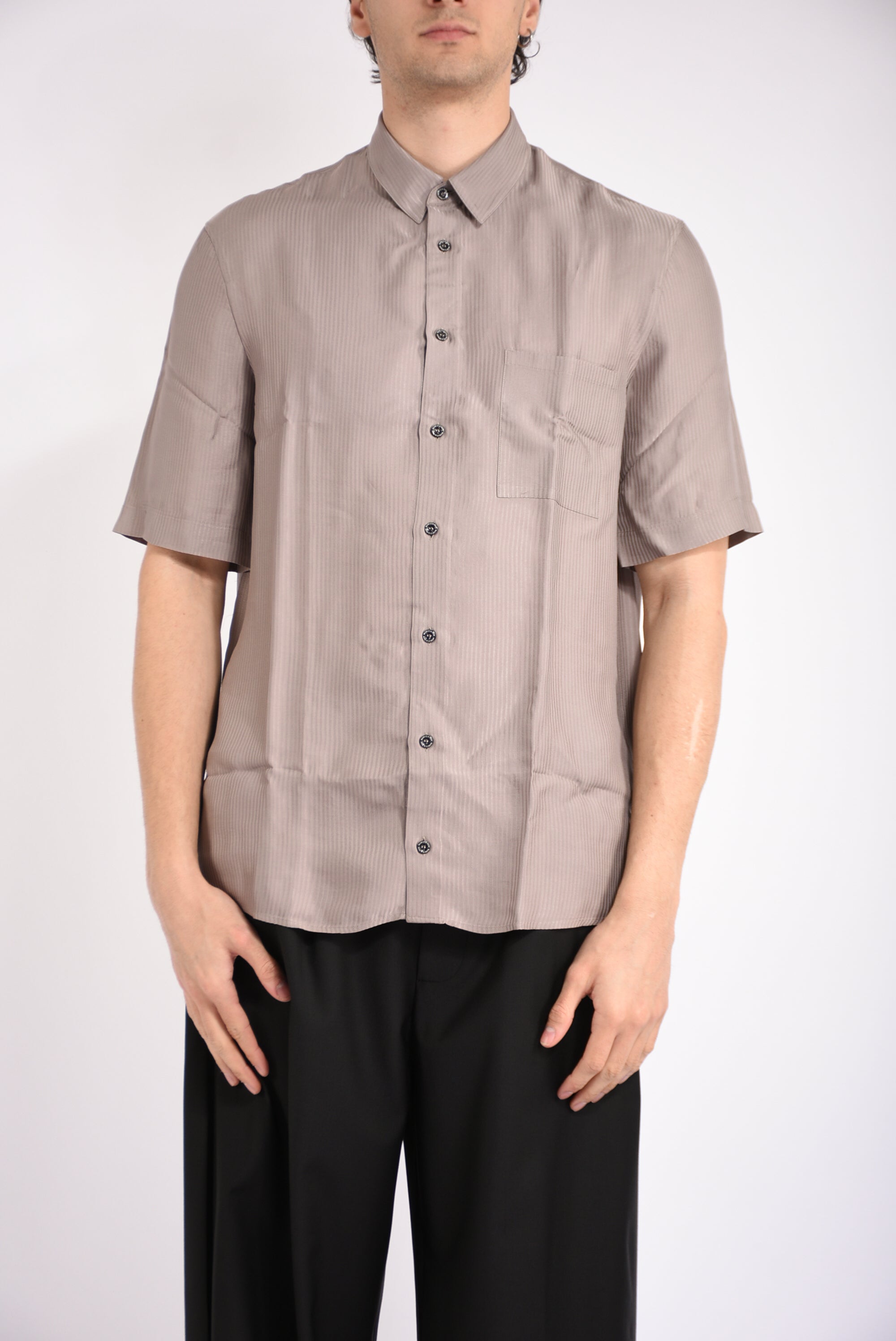 Camicia rigata in viscosa