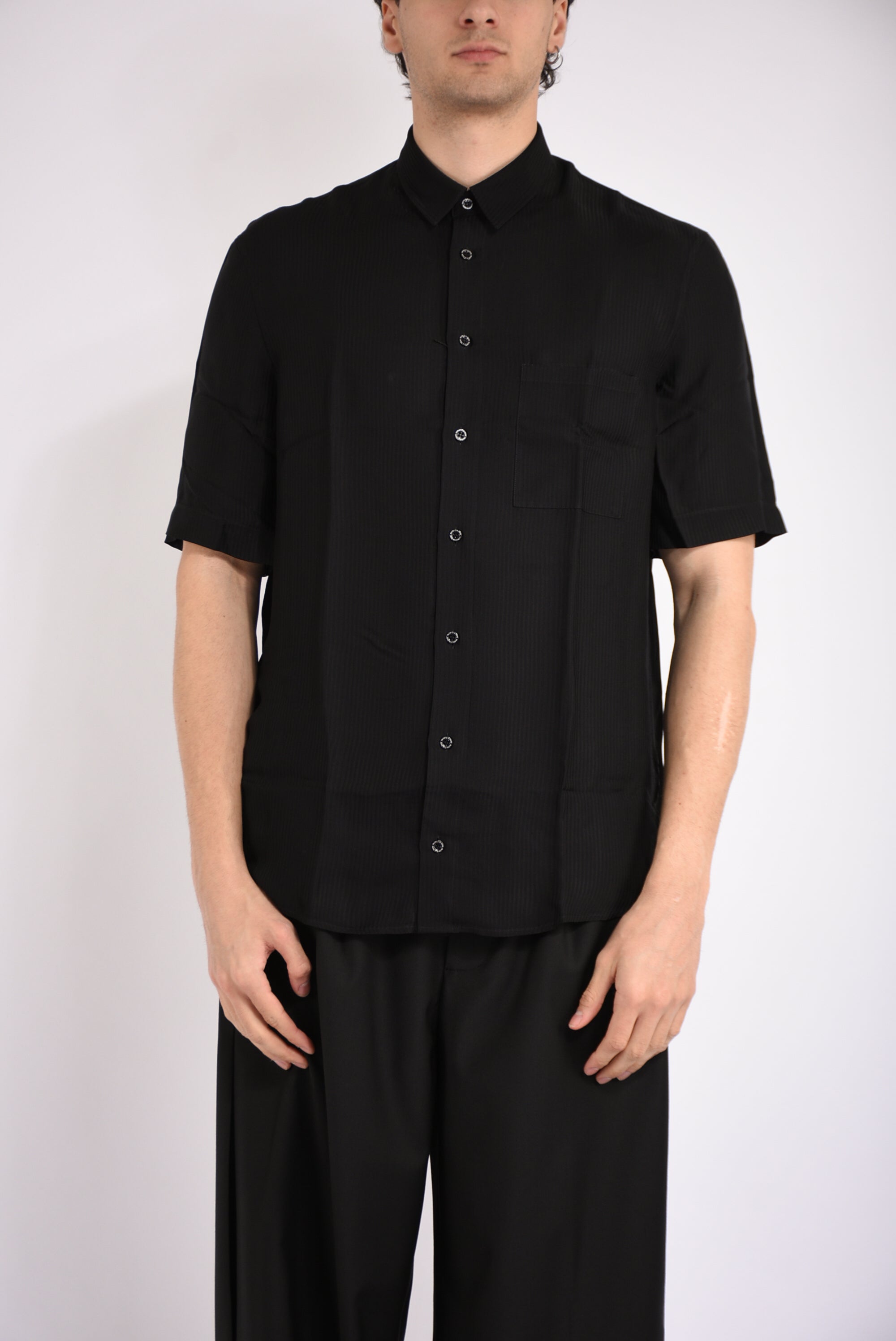 Camicia rigata in viscosa