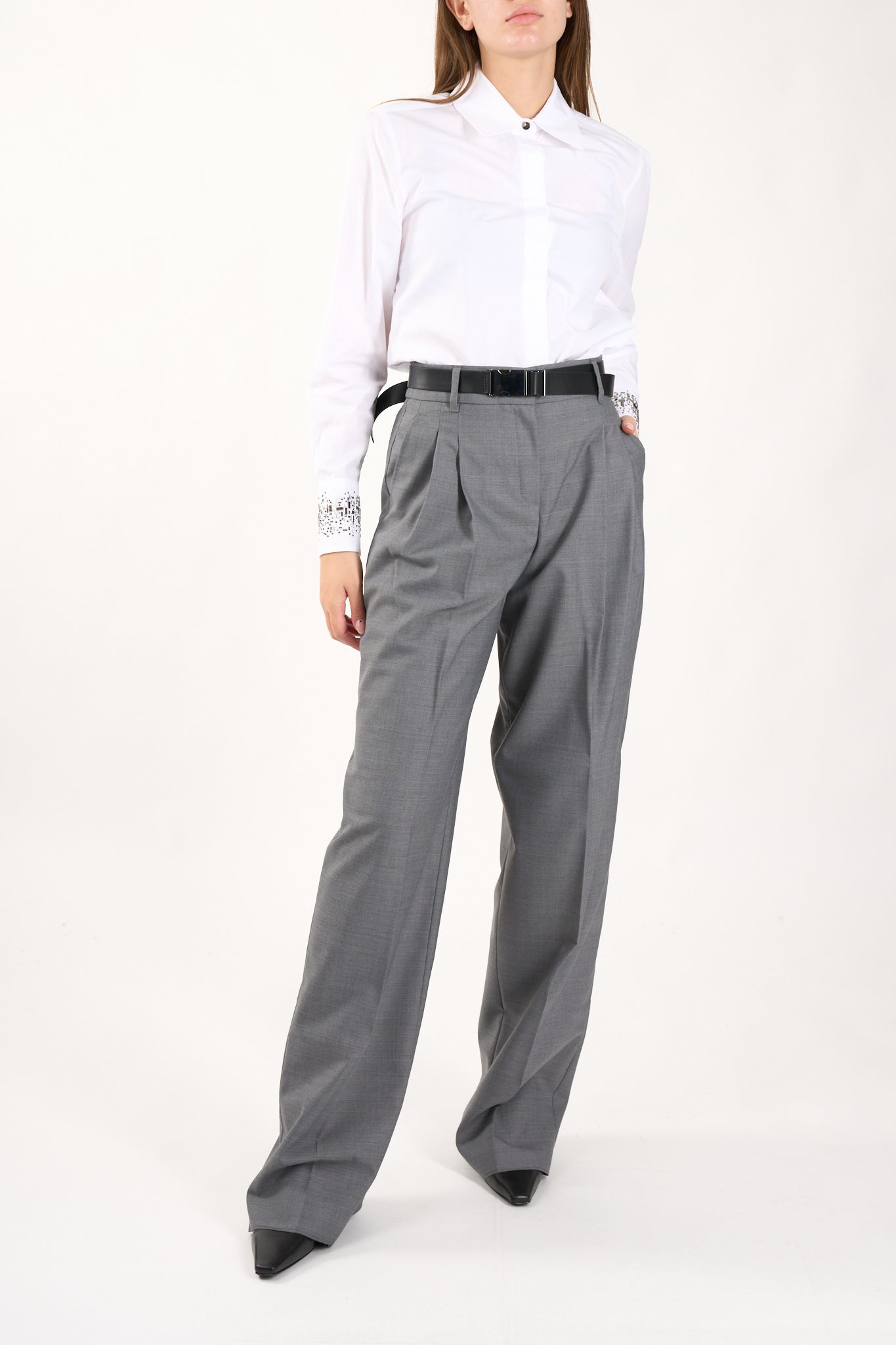 pantaloni in gambardina di lana modello juanita