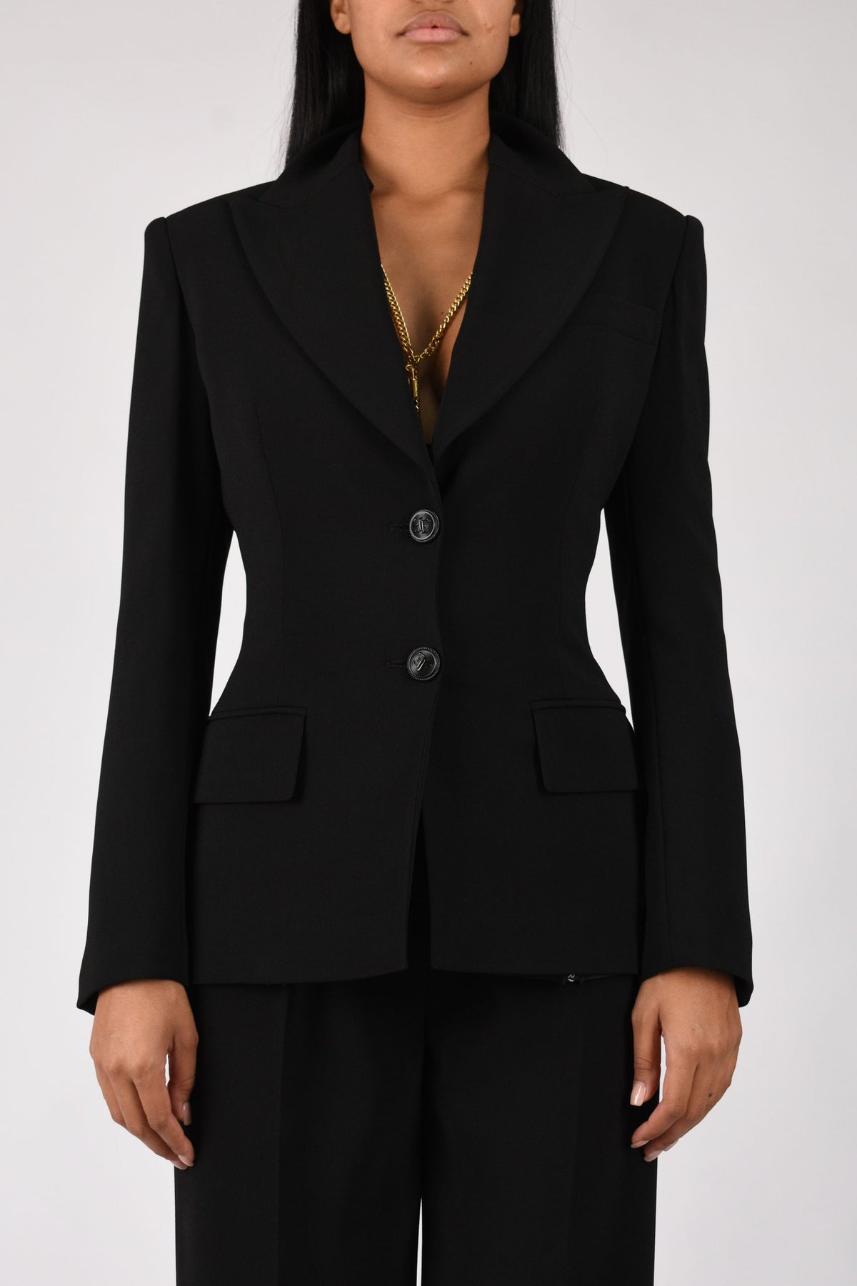 Giacca in crêpe leggero con lacci GI27366E2