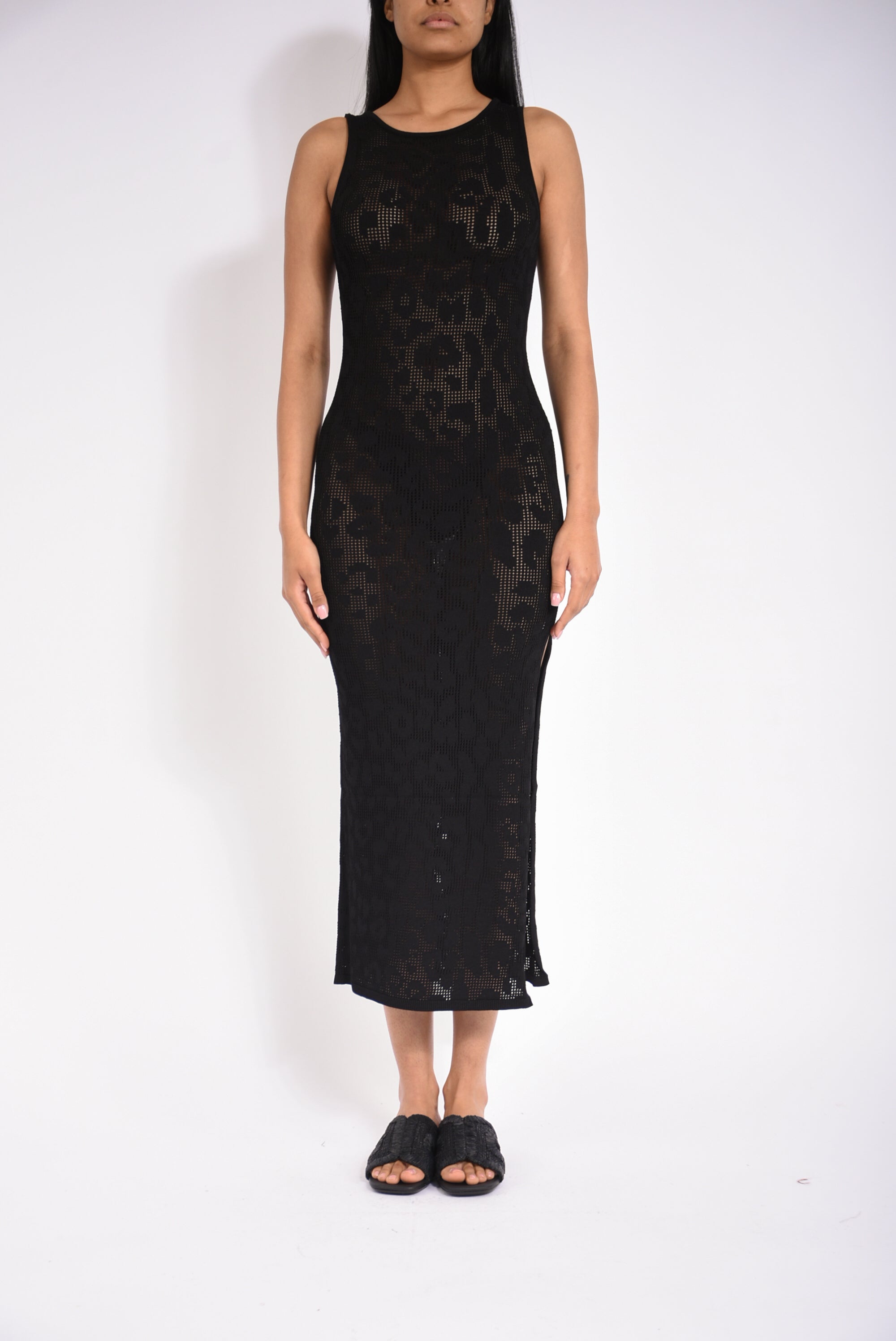 abito lungo leopard lace