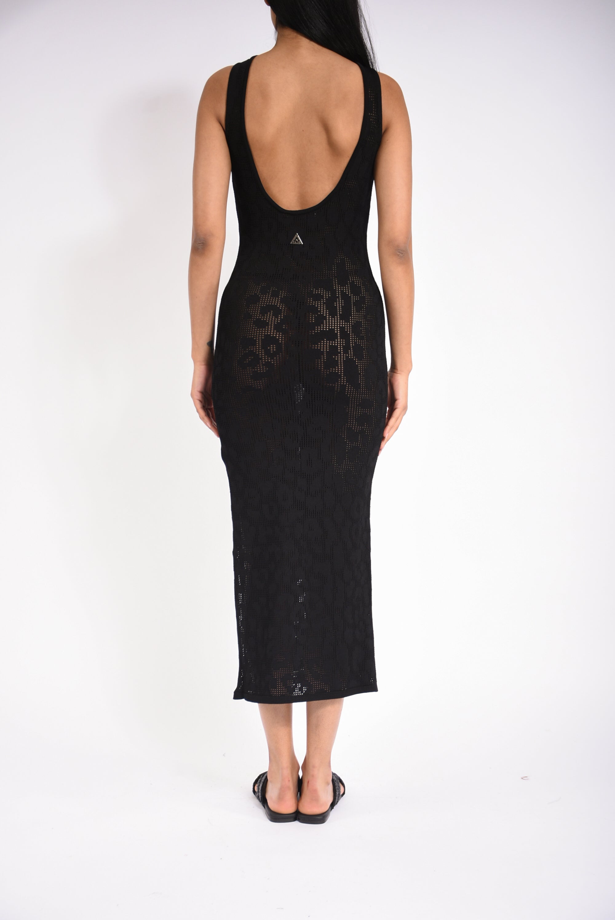 abito lungo leopard lace
