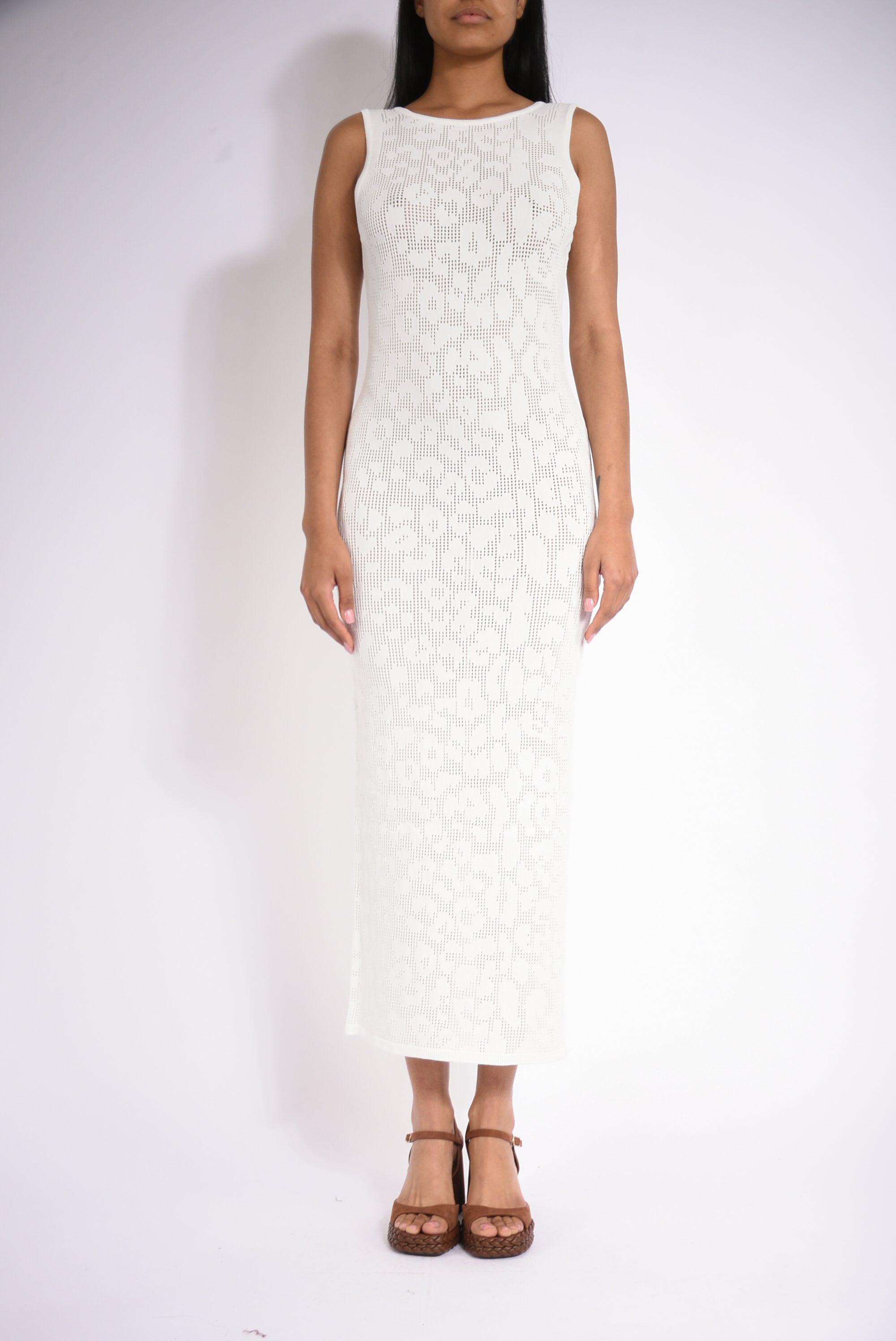 abito lungo leopard lace
