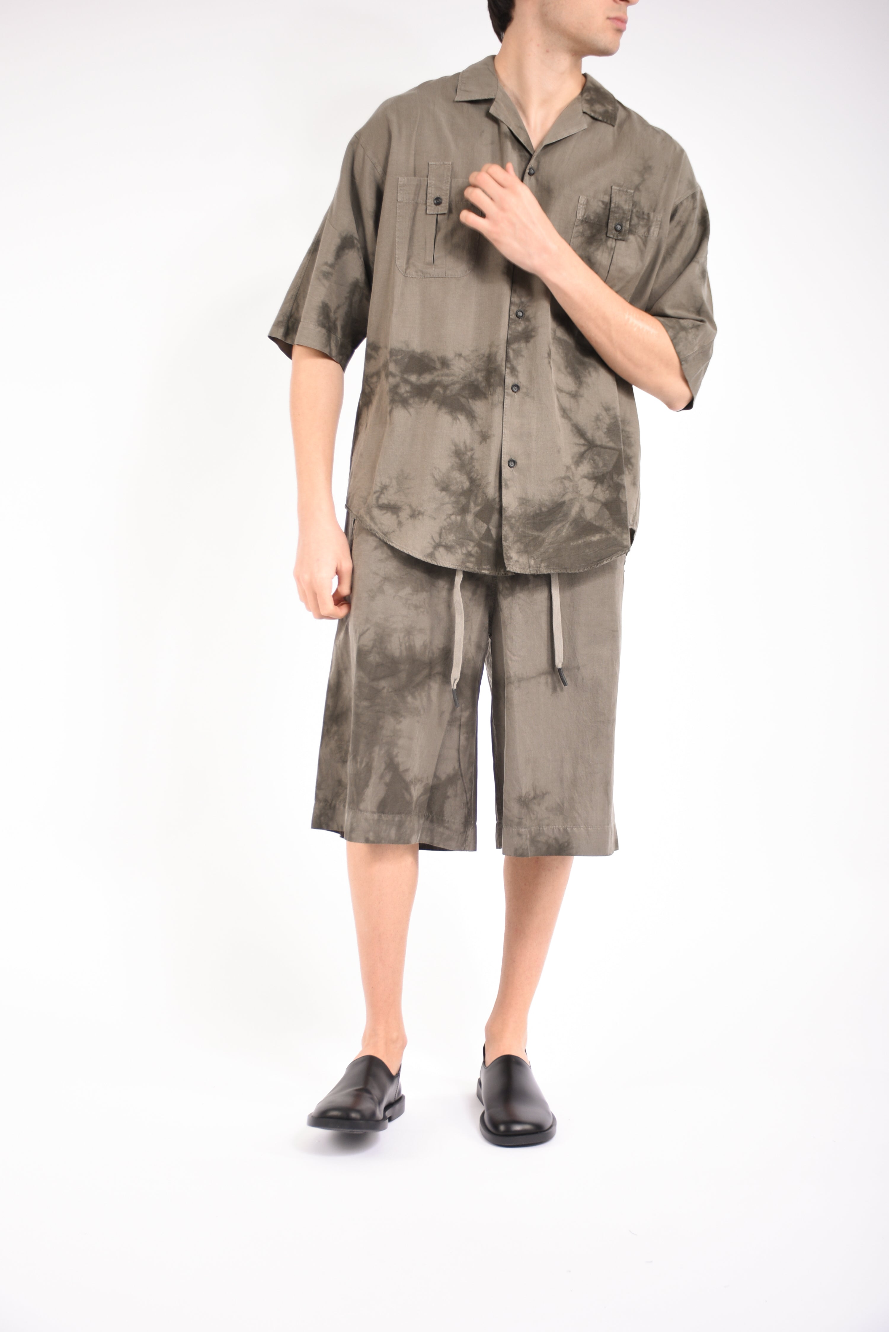 Camicia in cupro tye dyed