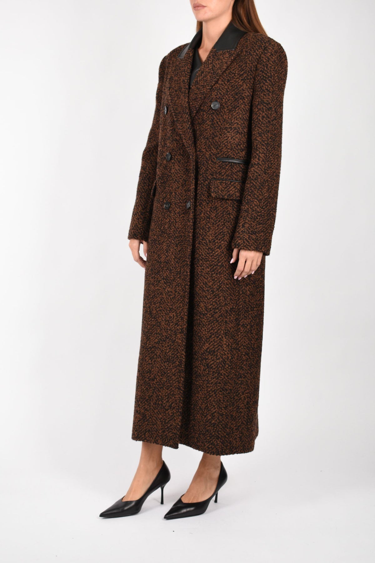 Cappotto lungo in bouclé misto lana 2O0015C0258