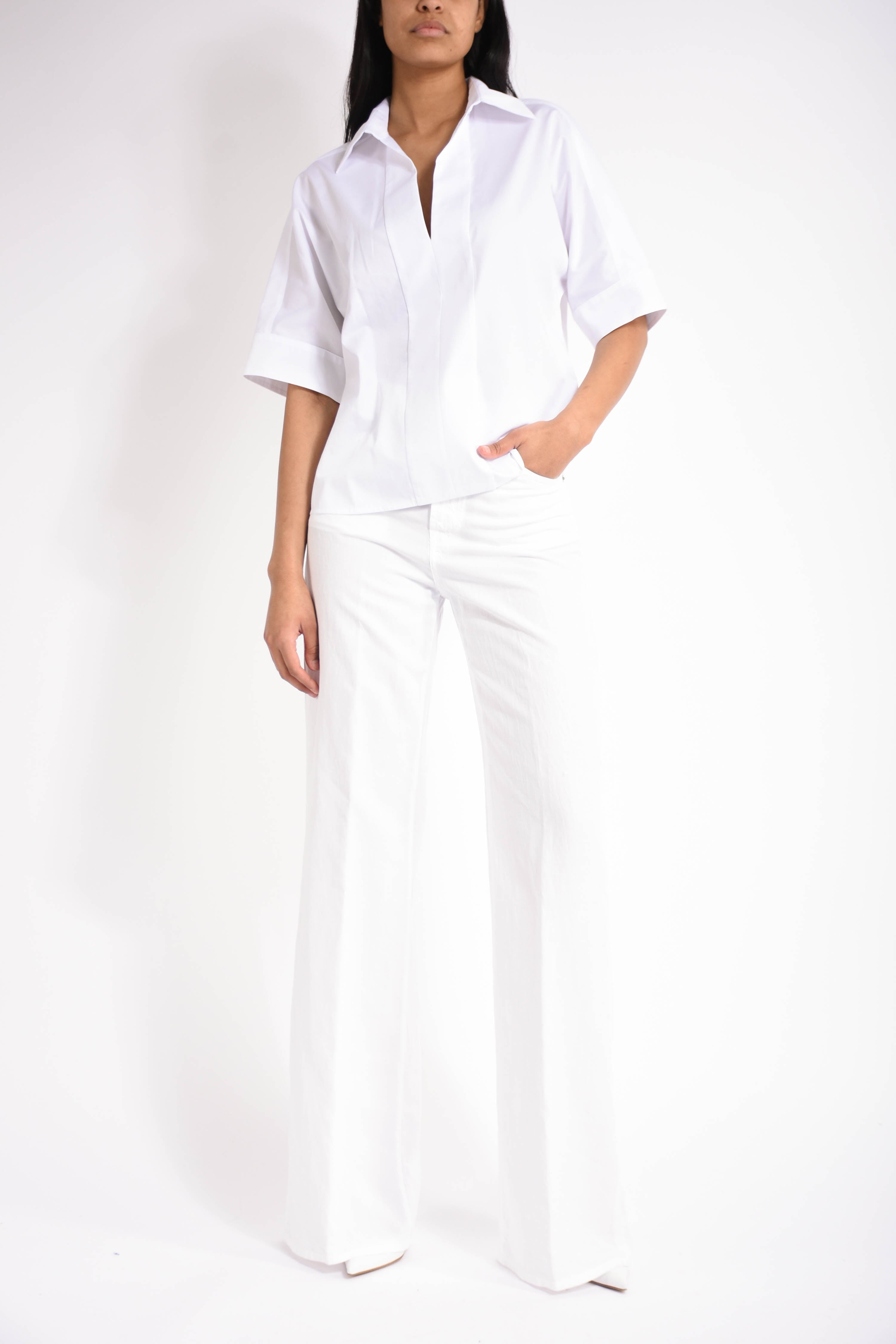 pantaloni wid leg in cotone amber