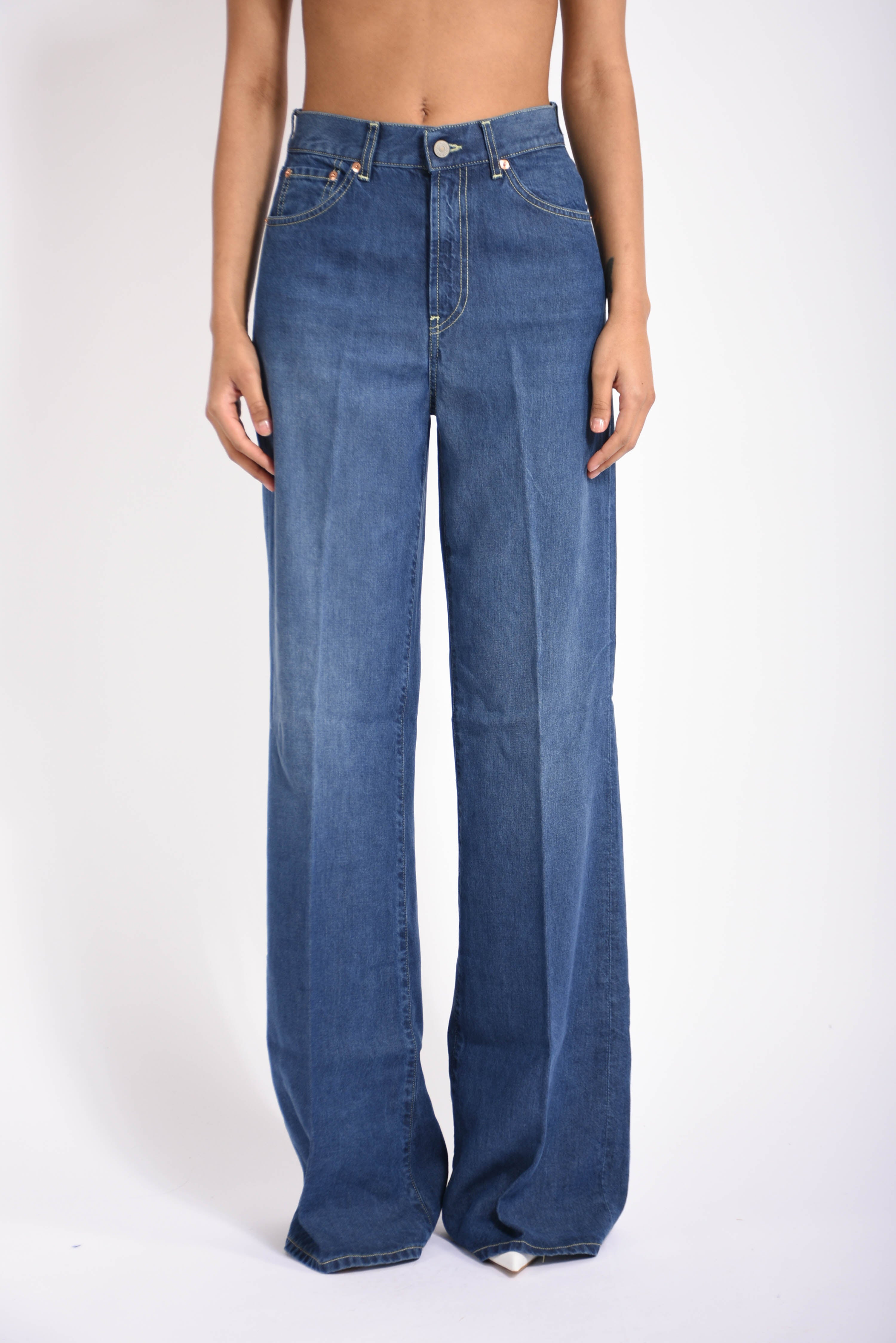 jeans wid leg in denim amber