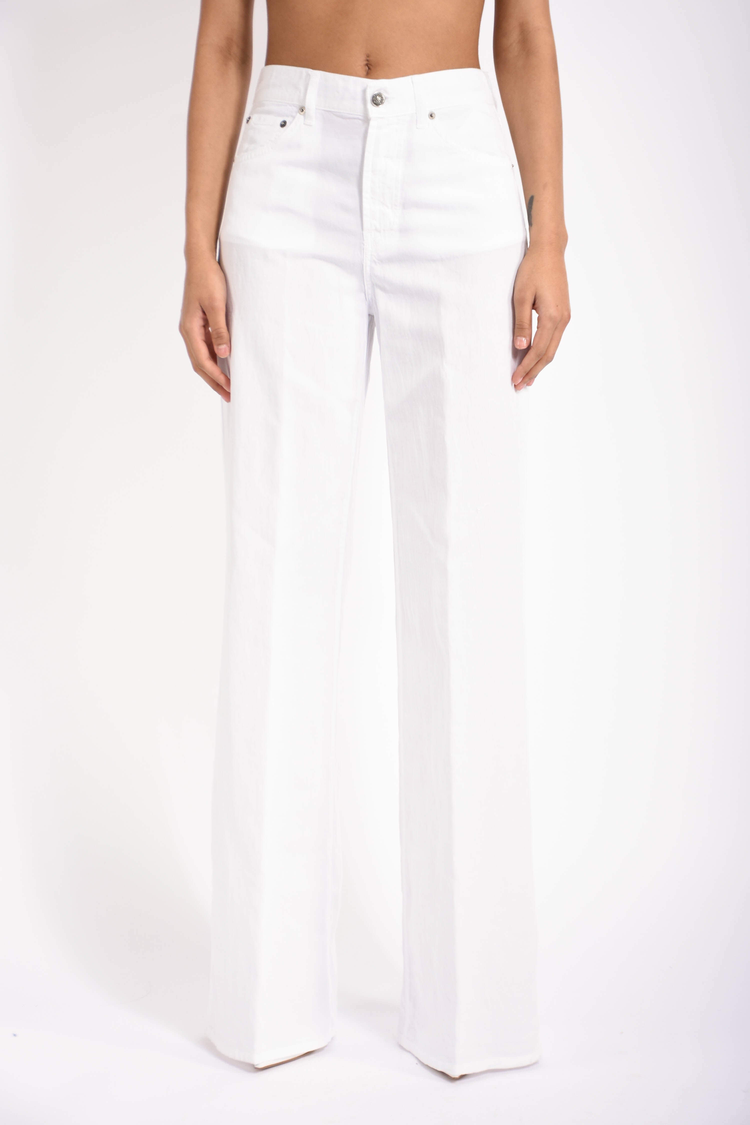 pantaloni wid leg in cotone amber