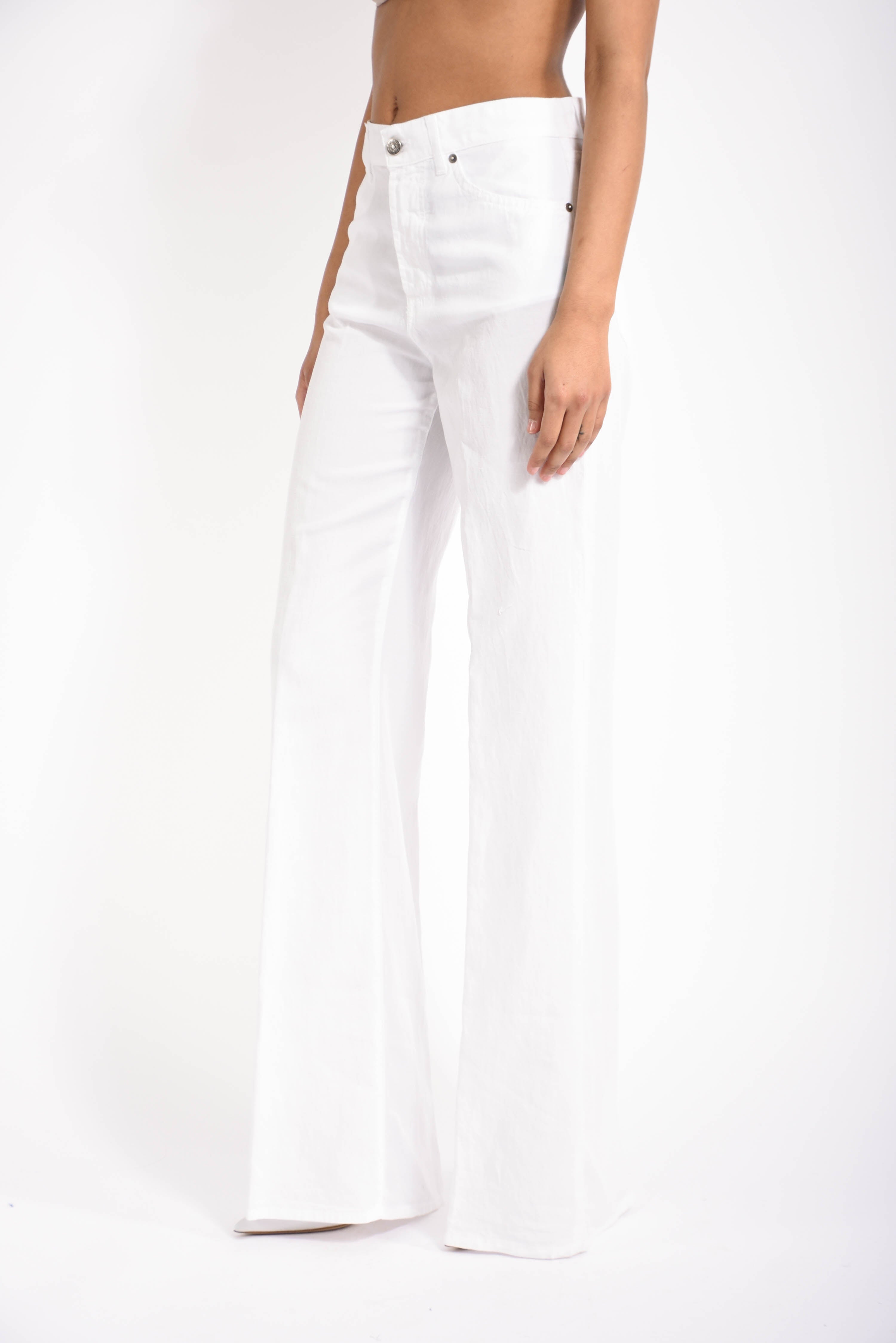 pantaloni wid leg in cotone amber