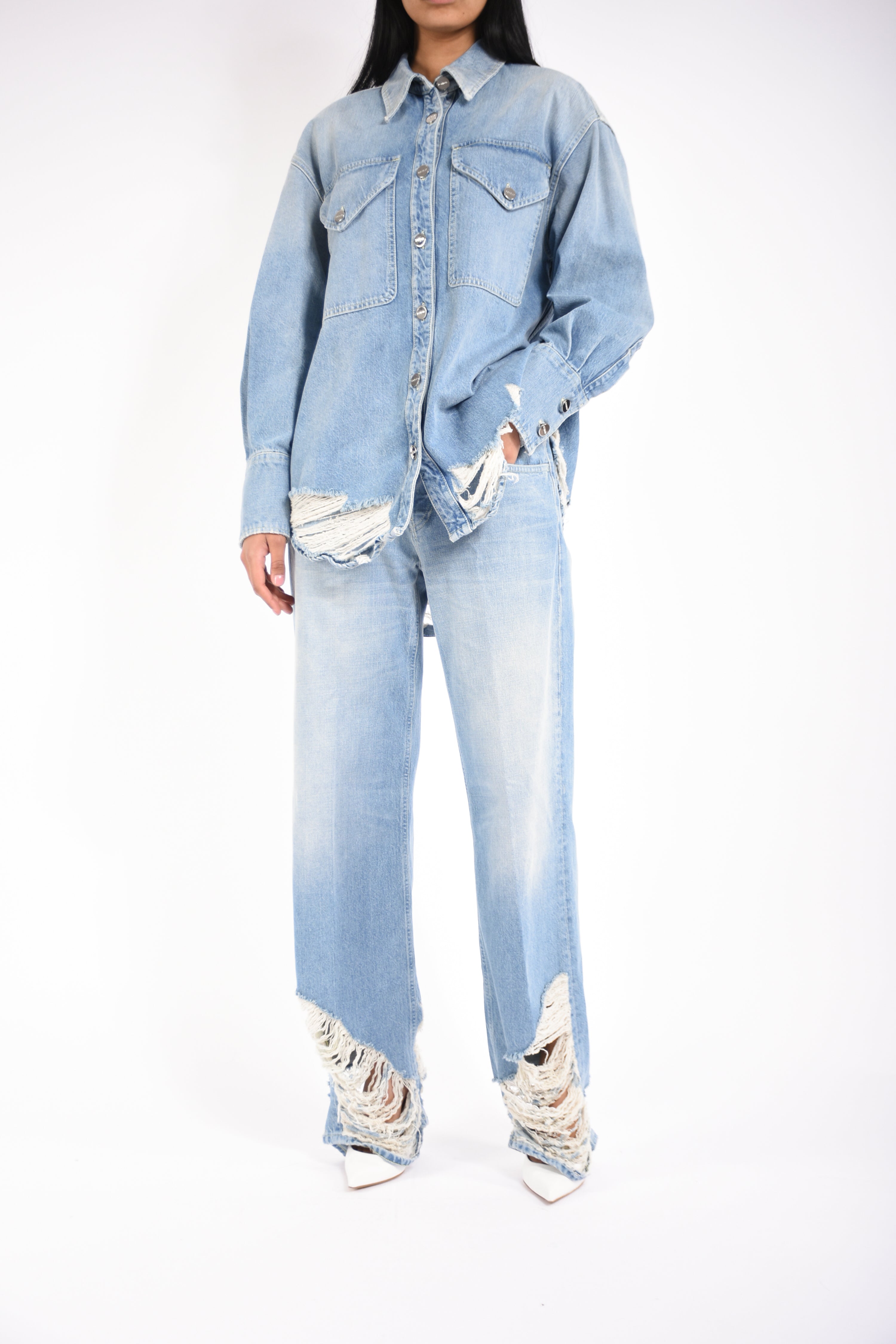 camicia over in denim fisso