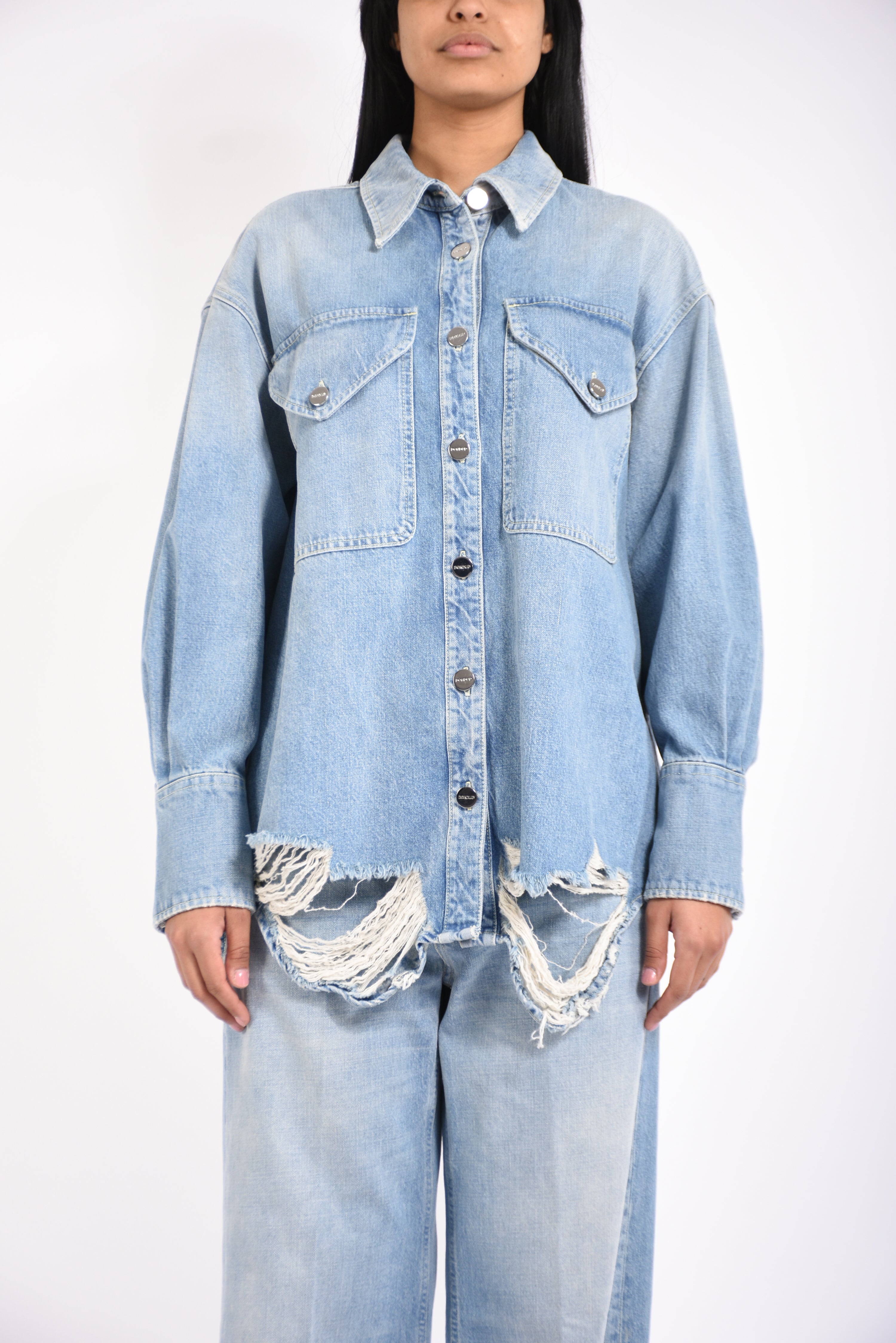 camicia over in denim fisso