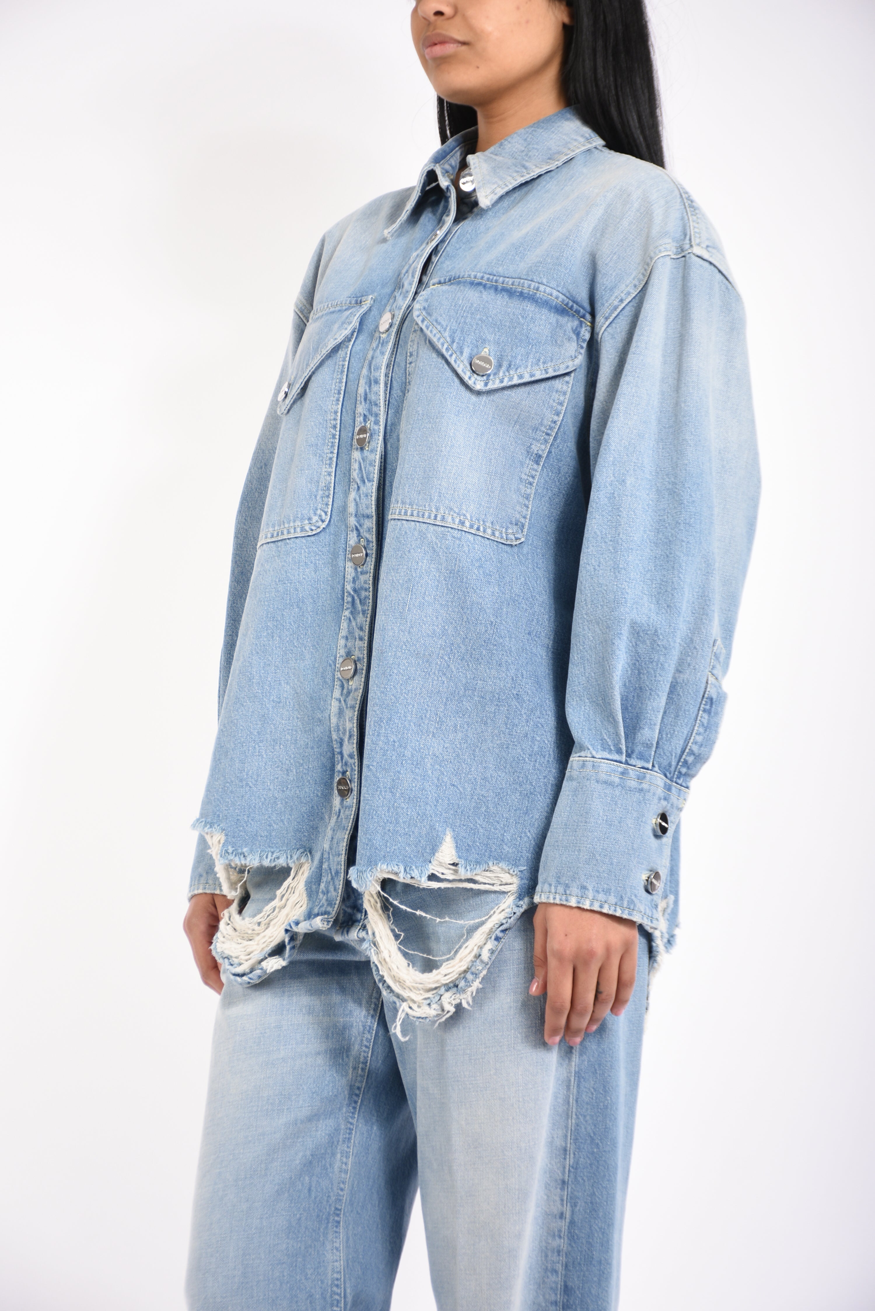 camicia over in denim fisso