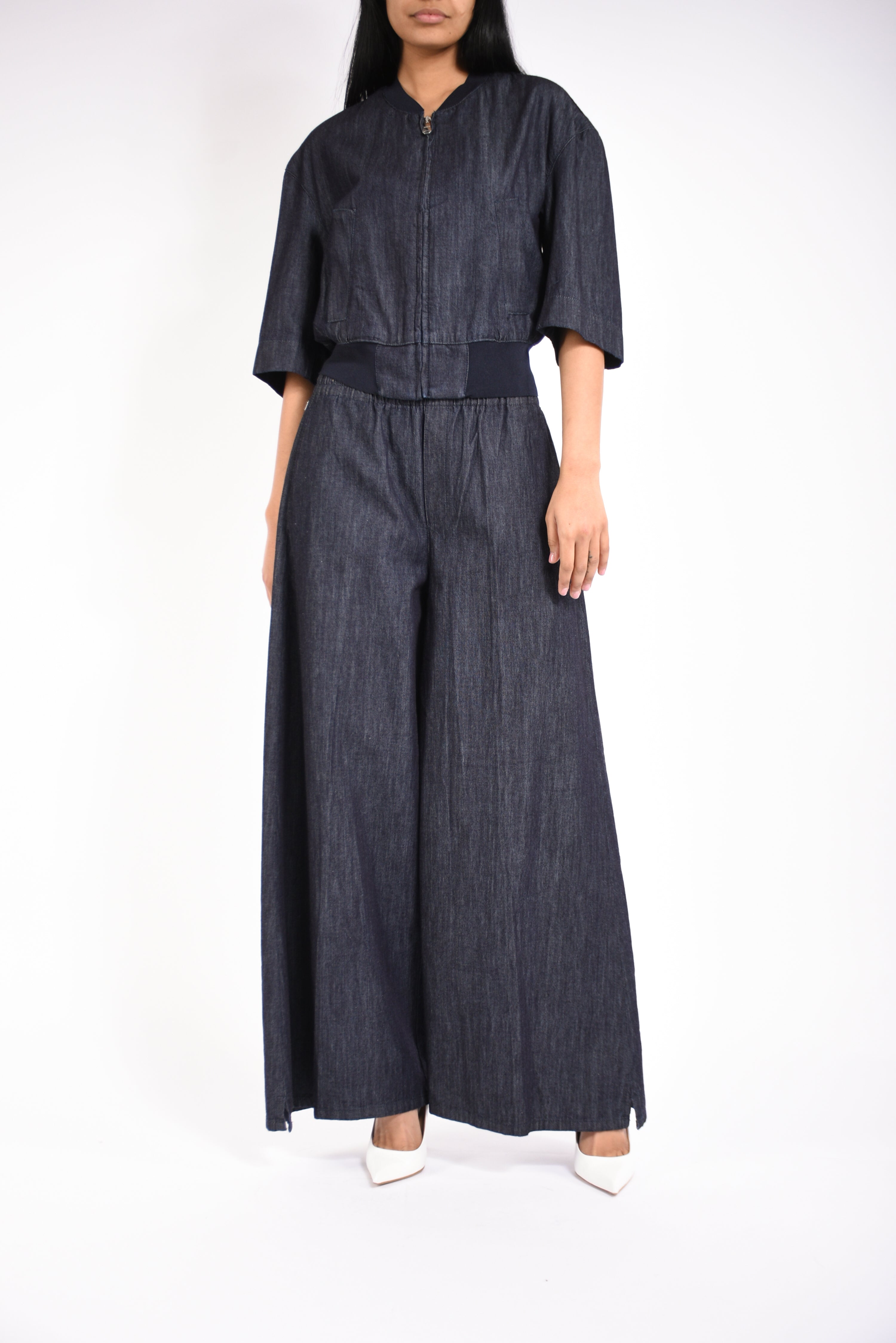 Bomber regular in denim fisso