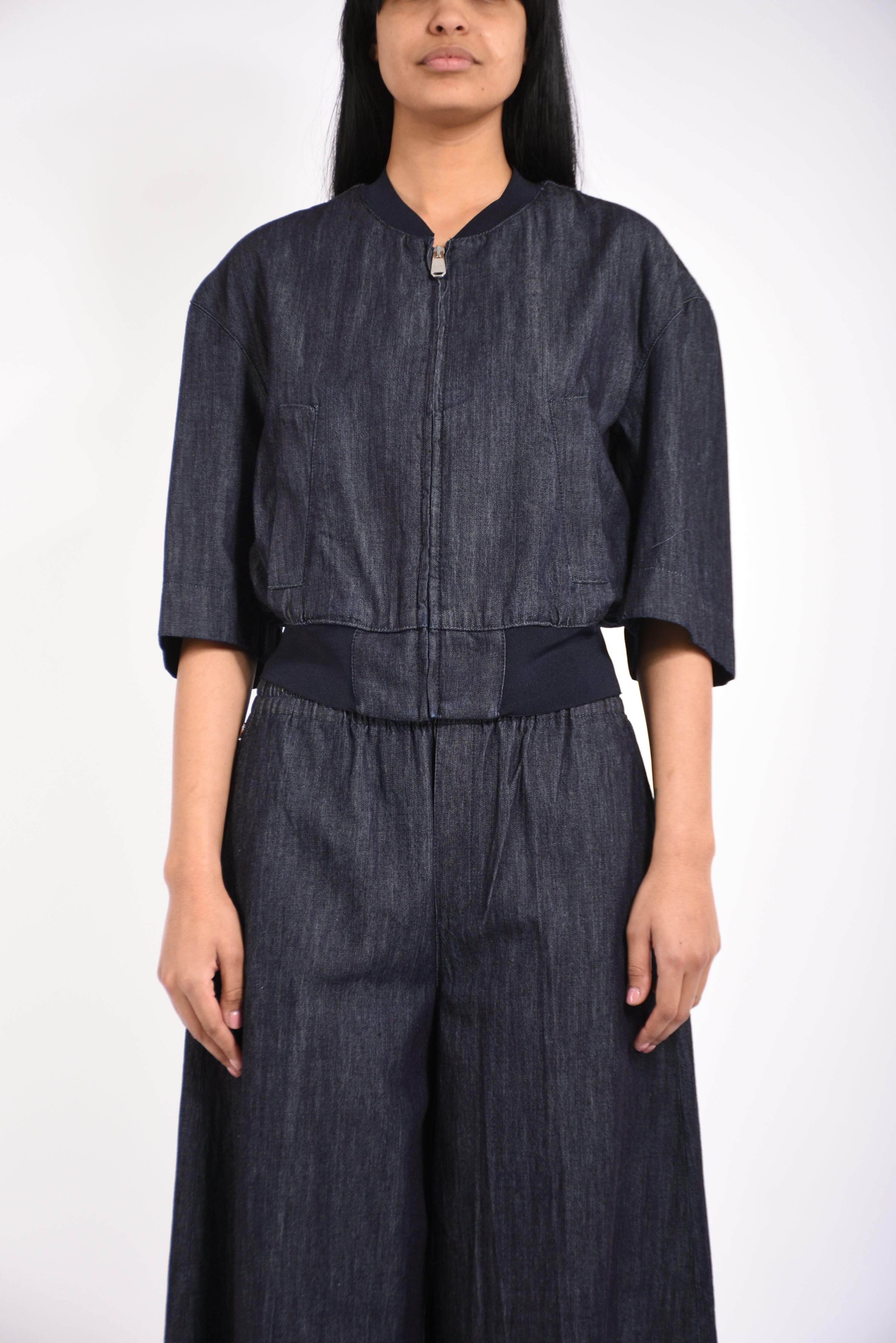 Bomber regular in denim fisso