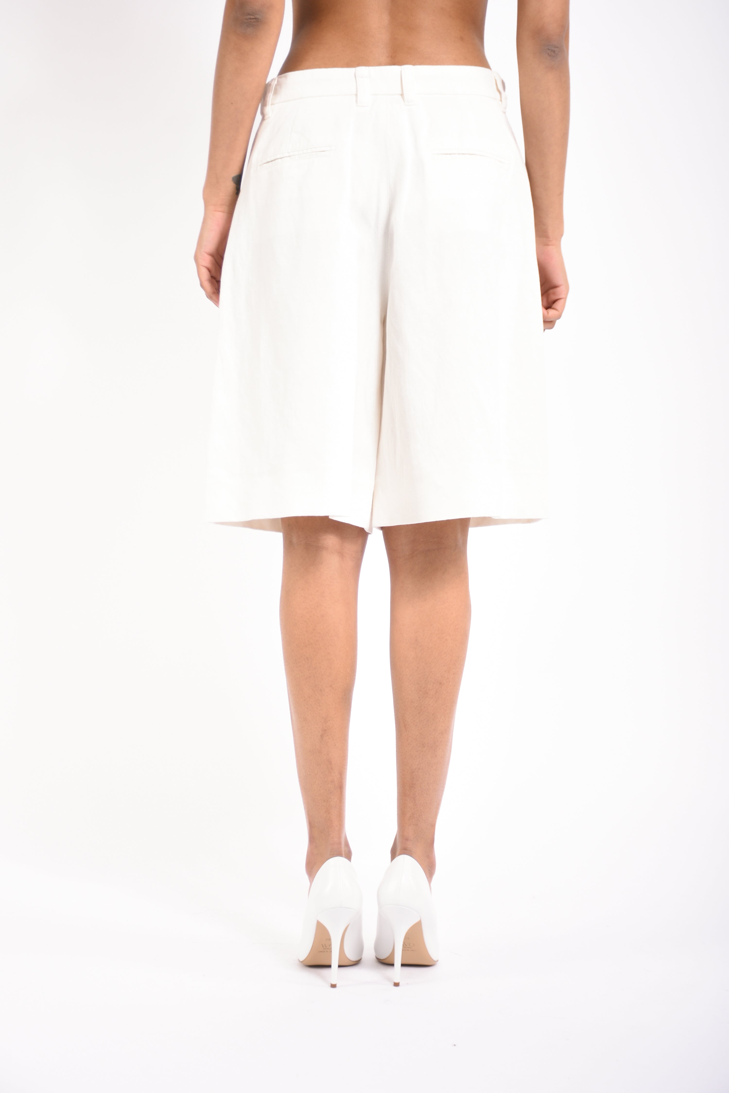 Bermuda in drill di cotone e lino sole