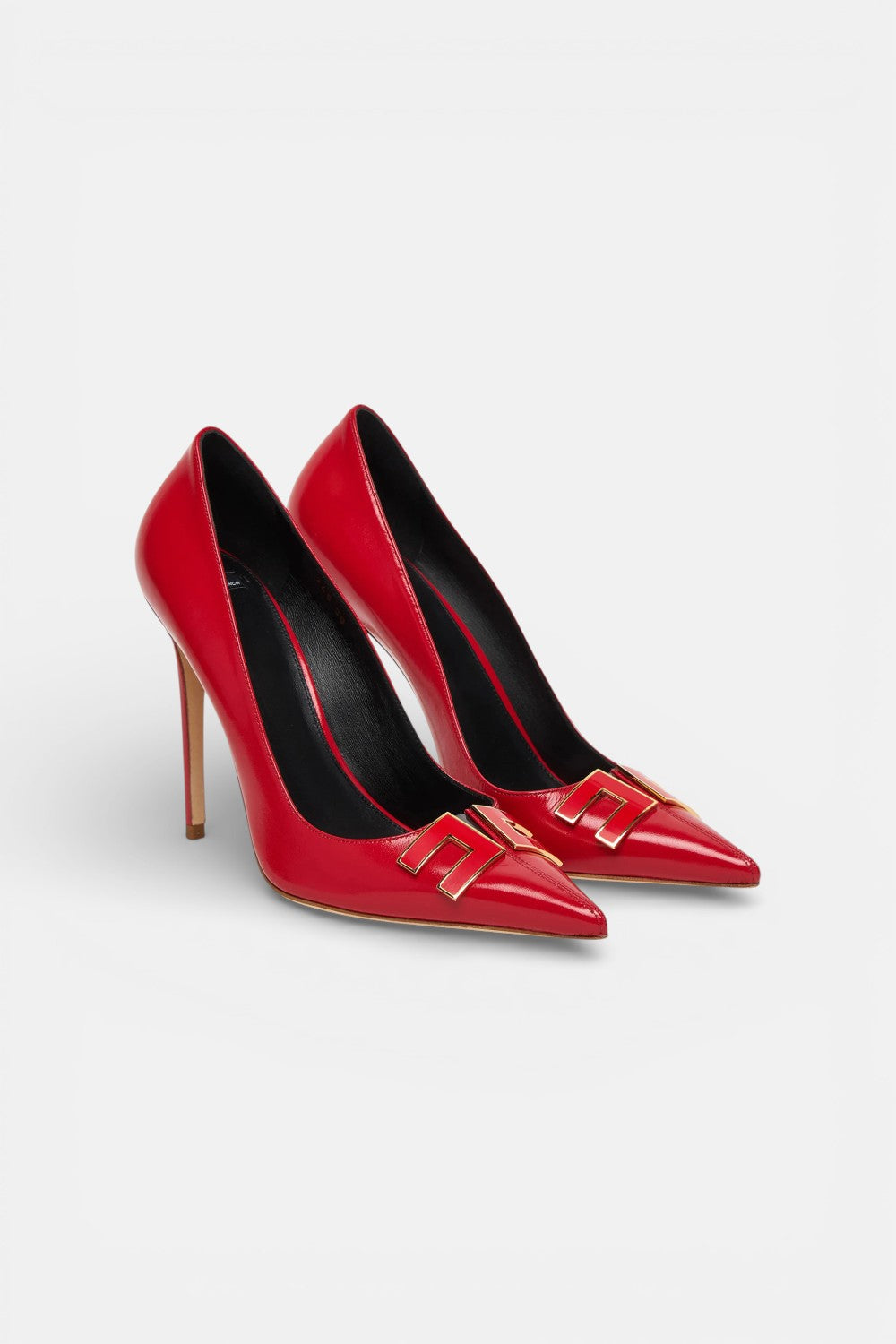 Décolleté in pelle con dettaglio logo