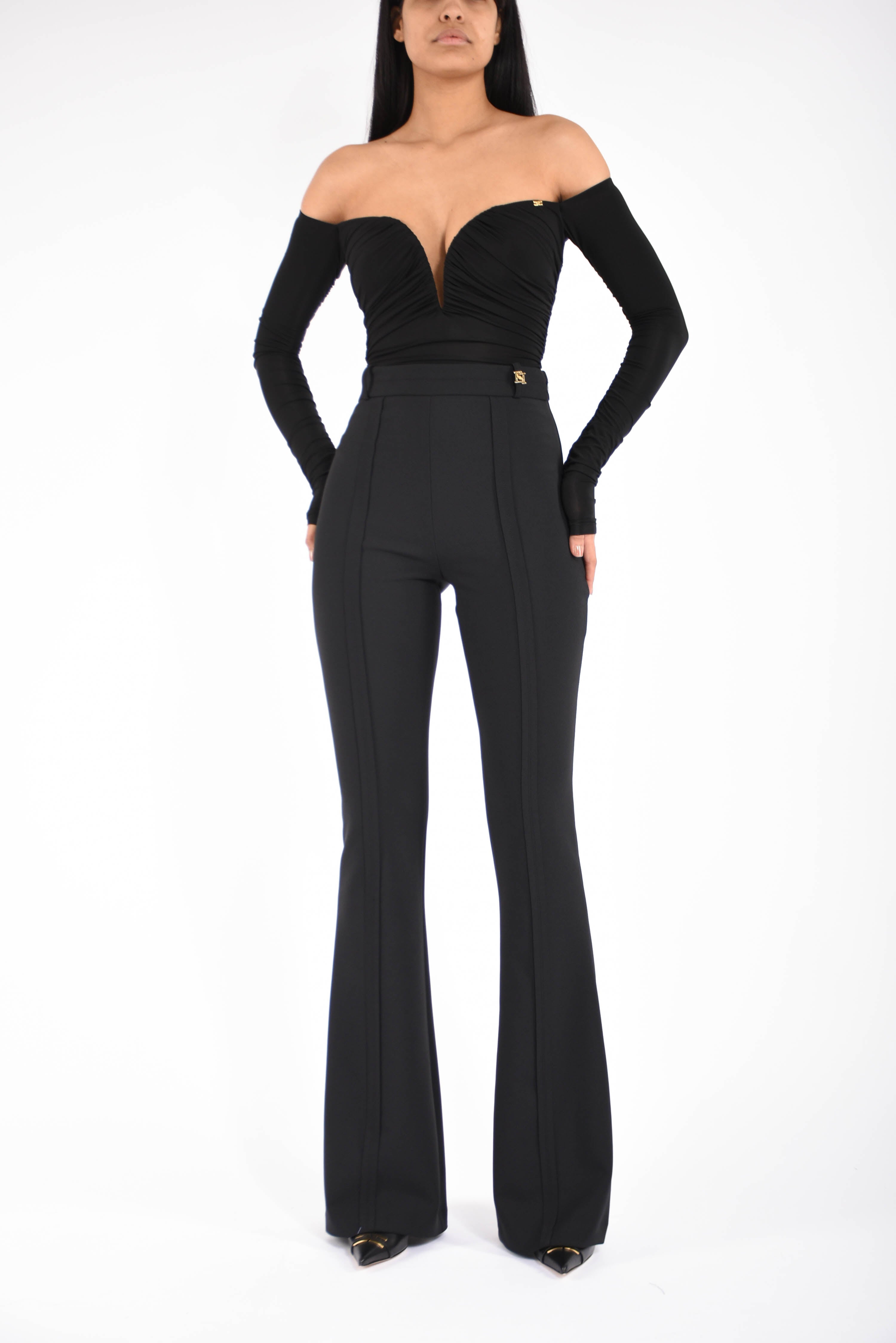 Body in jersey crêpe leggero con drappeggi