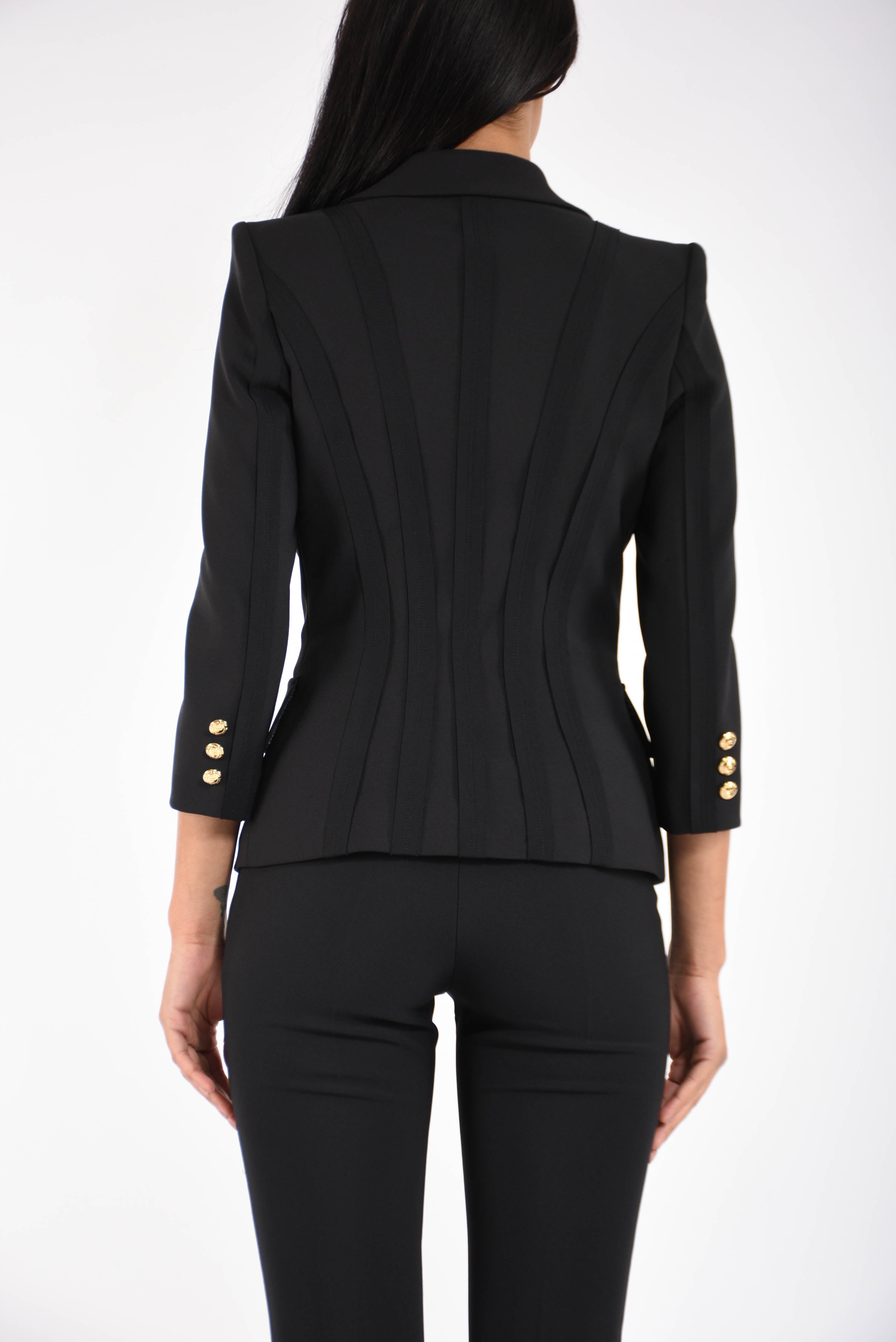 Giacca in doppio crêpe stretch con motivi a taglio vivo