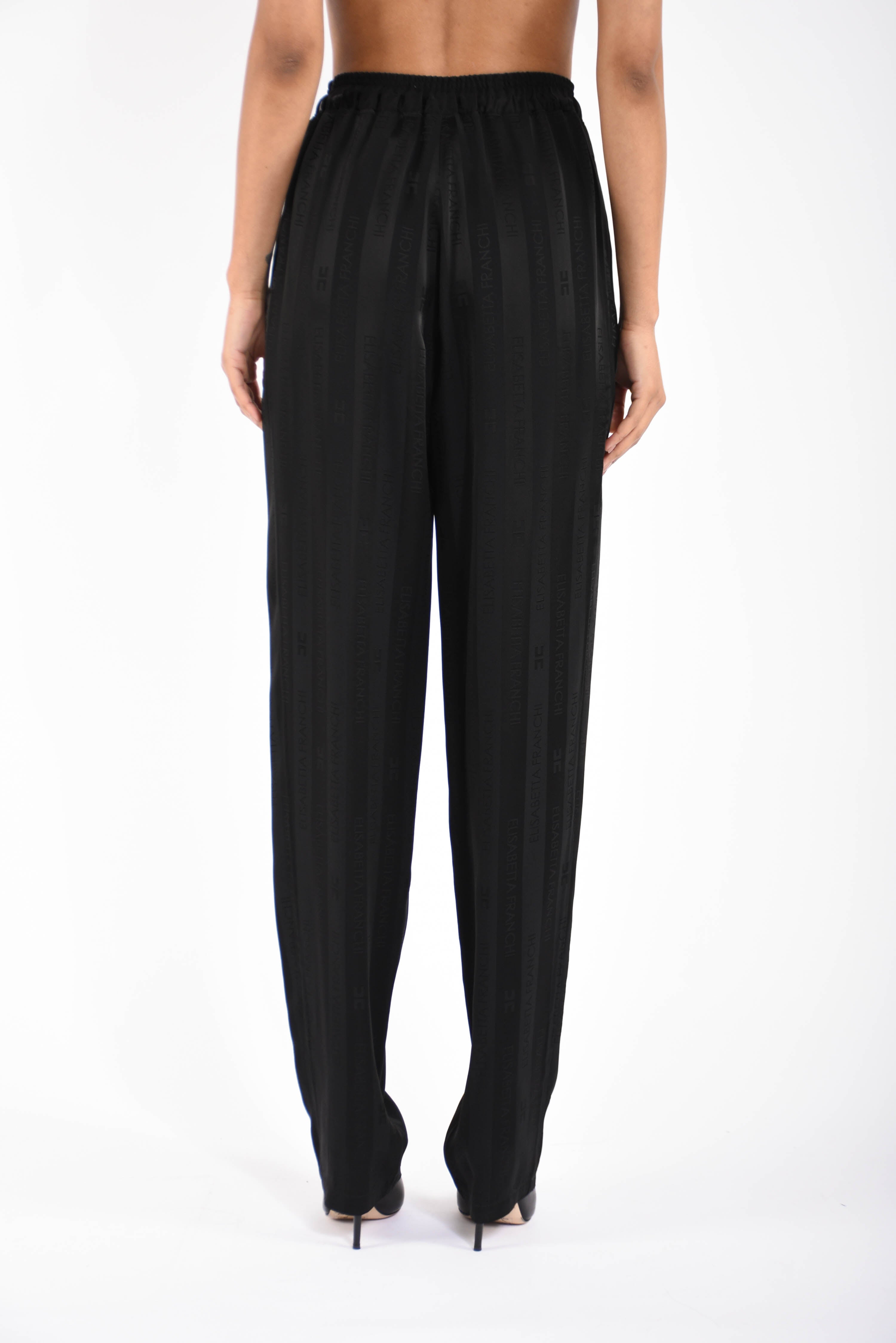 Pantaloni in satin con righe jacquard