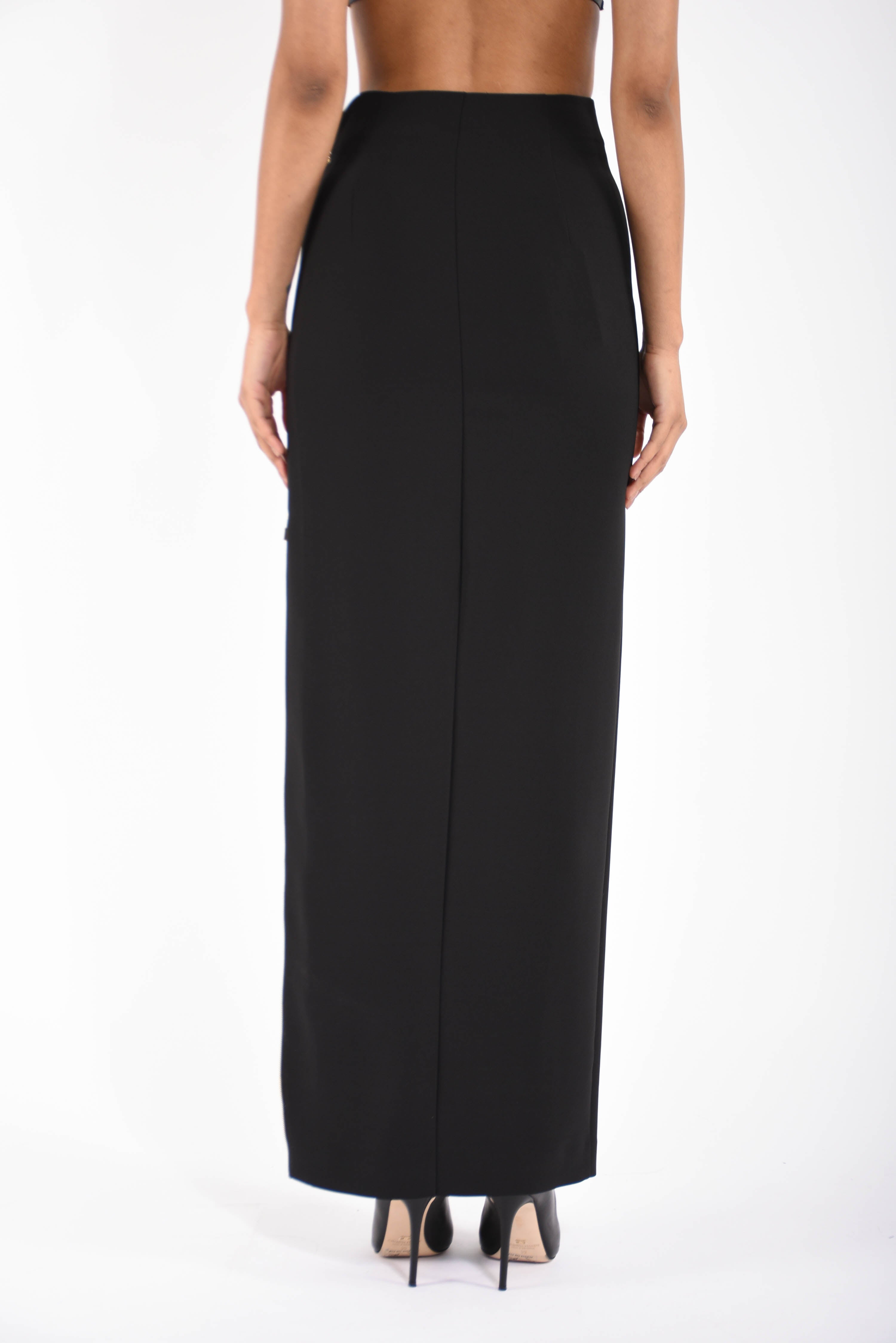 Gonna in crêpe leggero con zip gioiello