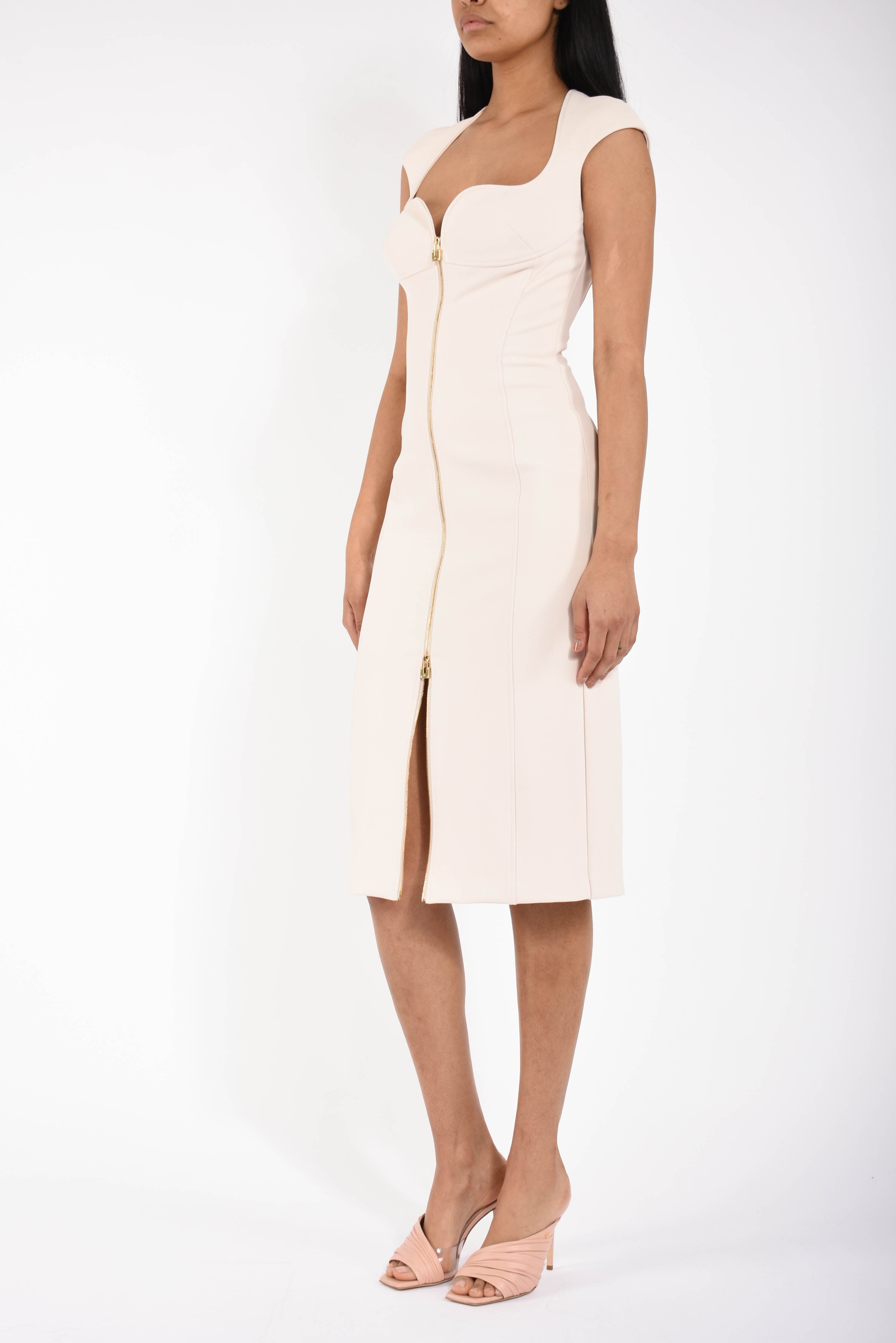 Abito midi in doppio crêpe stretch