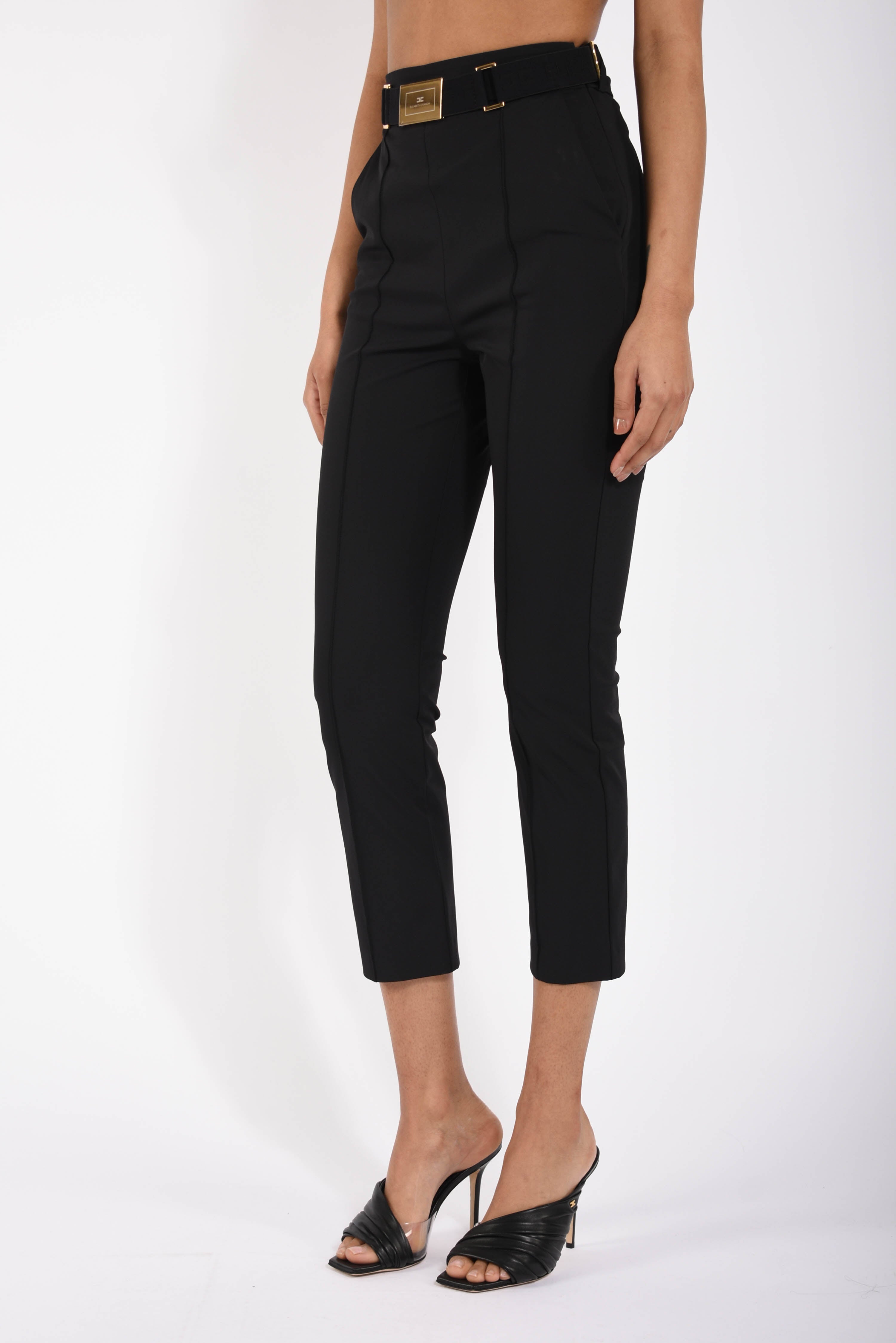 Pantaloni in tessuto tecnico bielastico con cintura