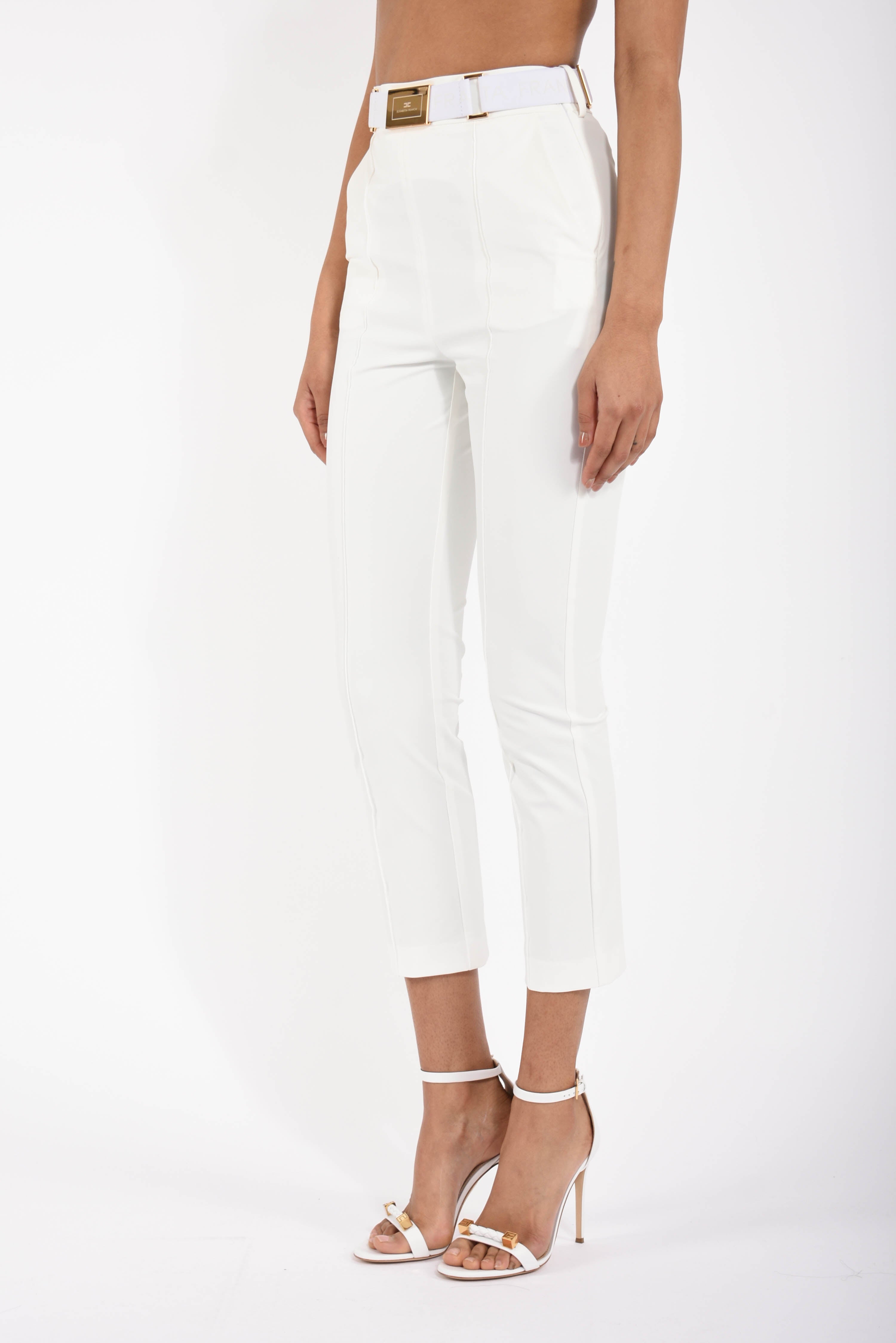 Pantaloni in tessuto tecnico bielastico con cintura