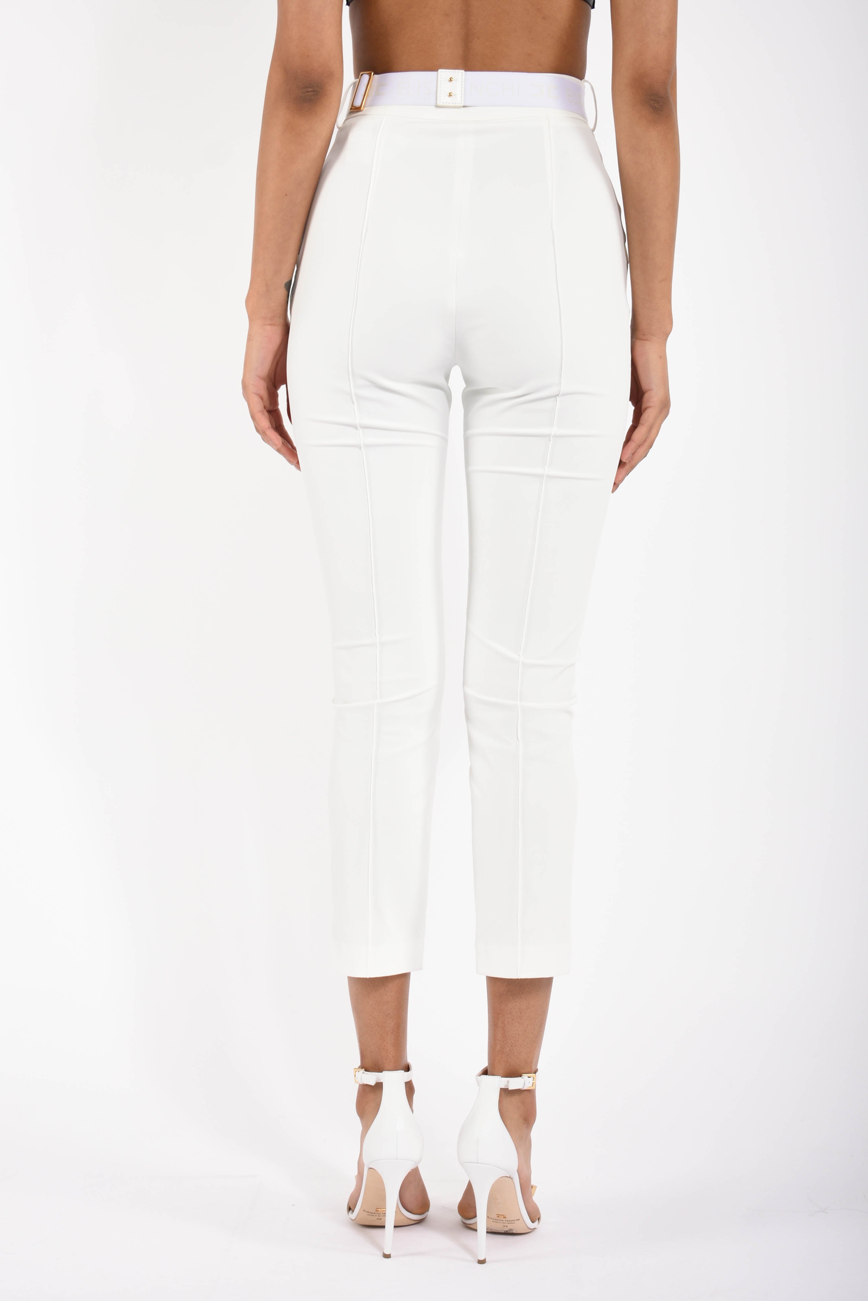 Pantaloni in tessuto tecnico bielastico con cintura