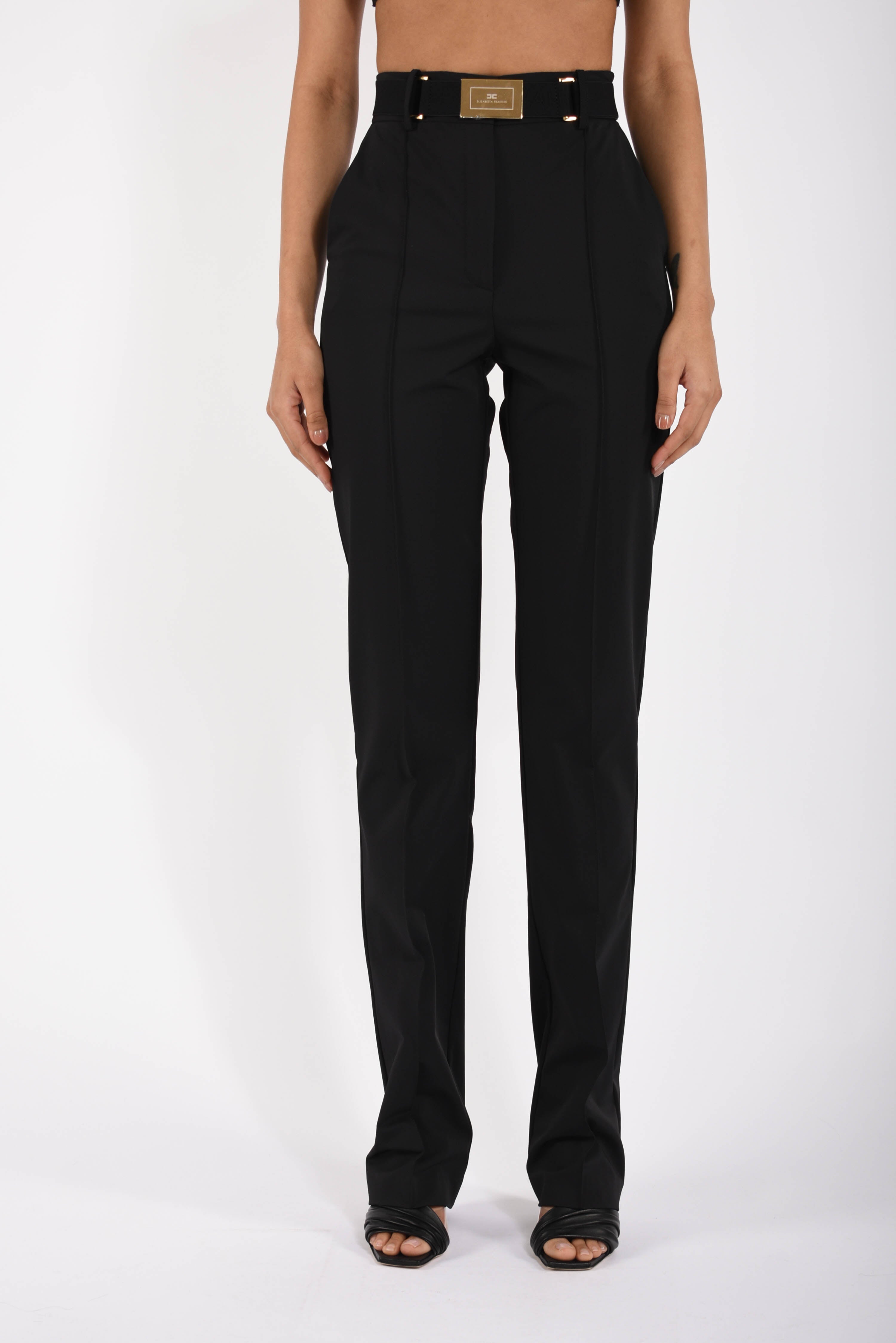 Pantaloni in tessuto tecnico bielastico con cintura