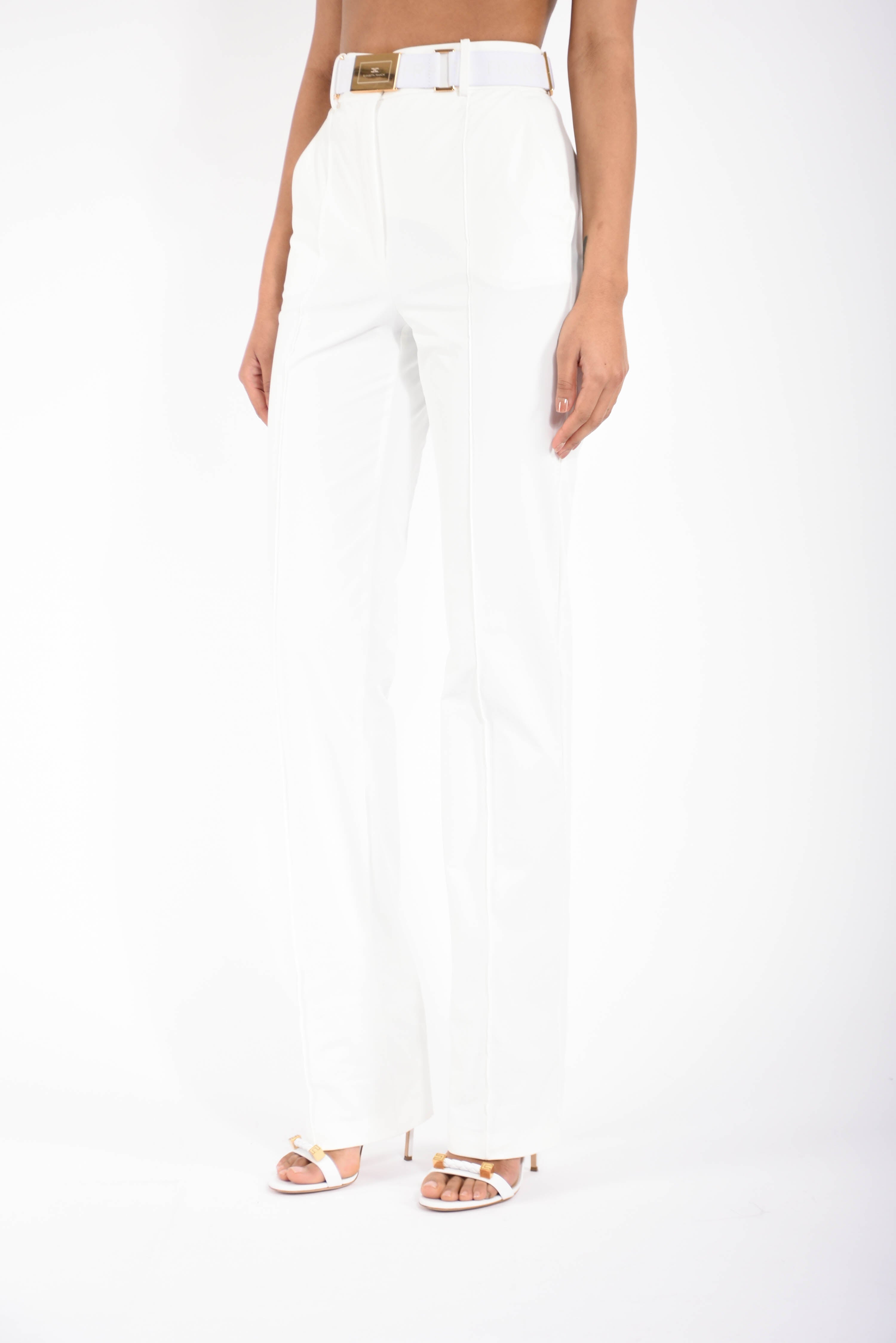 Pantaloni in tessuto tecnico bielastico con cintura