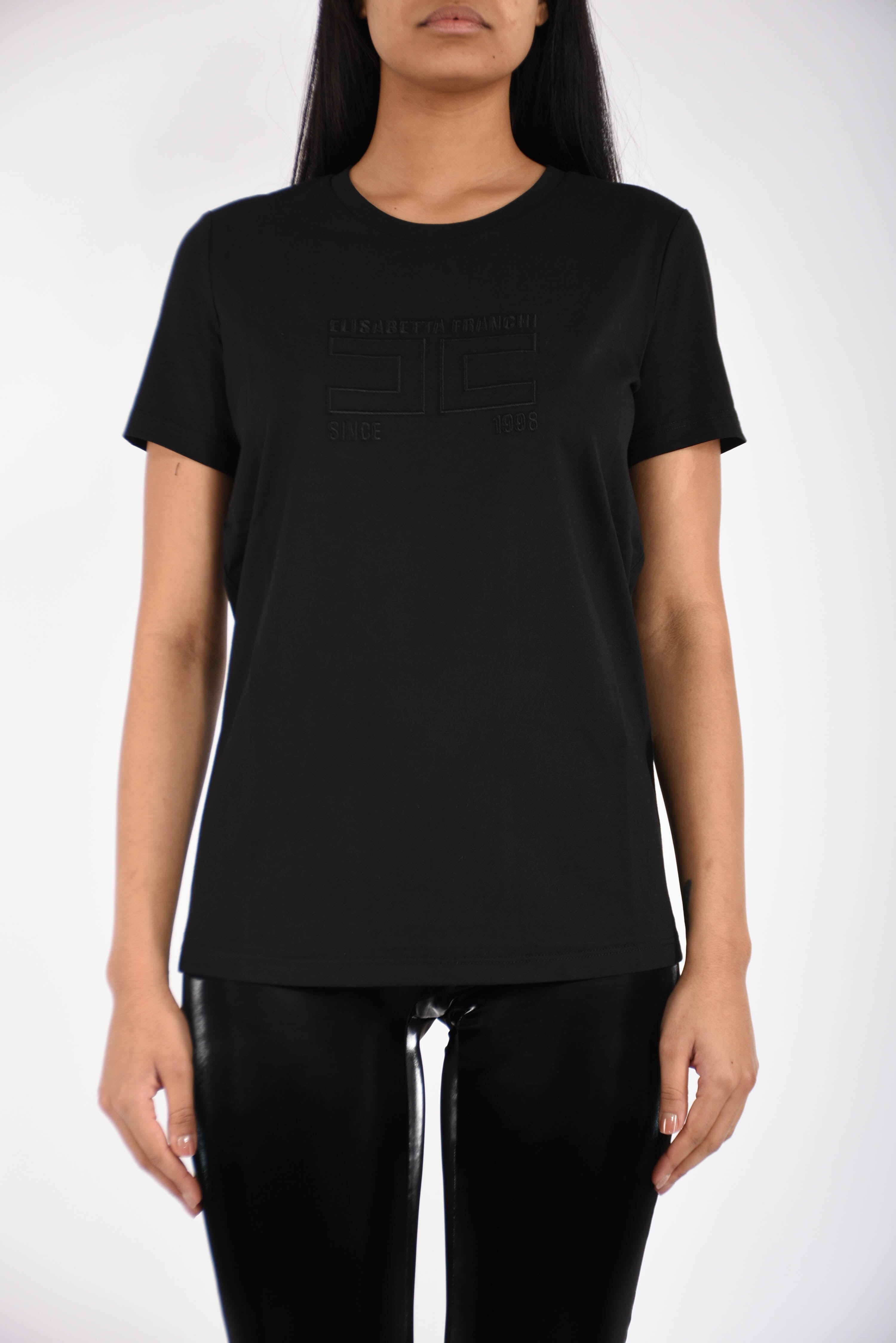 T-shirt in jersey con logo ricamato