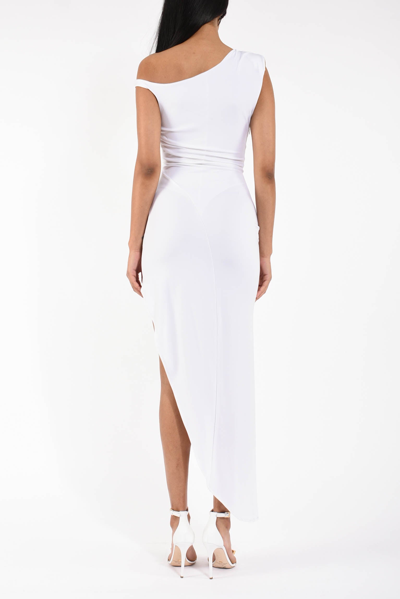 Abito in jersey crêpe con spallina gioiello