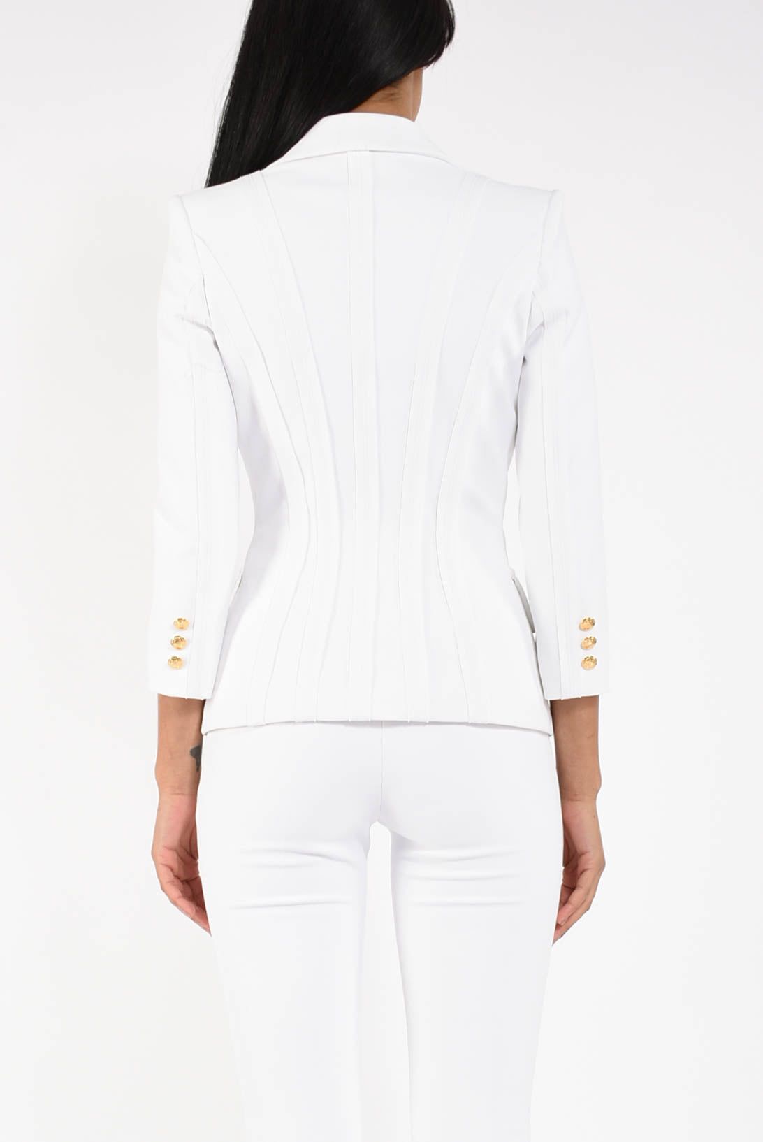 Giacca in doppio crêpe stretch con motivi a taglio vivo