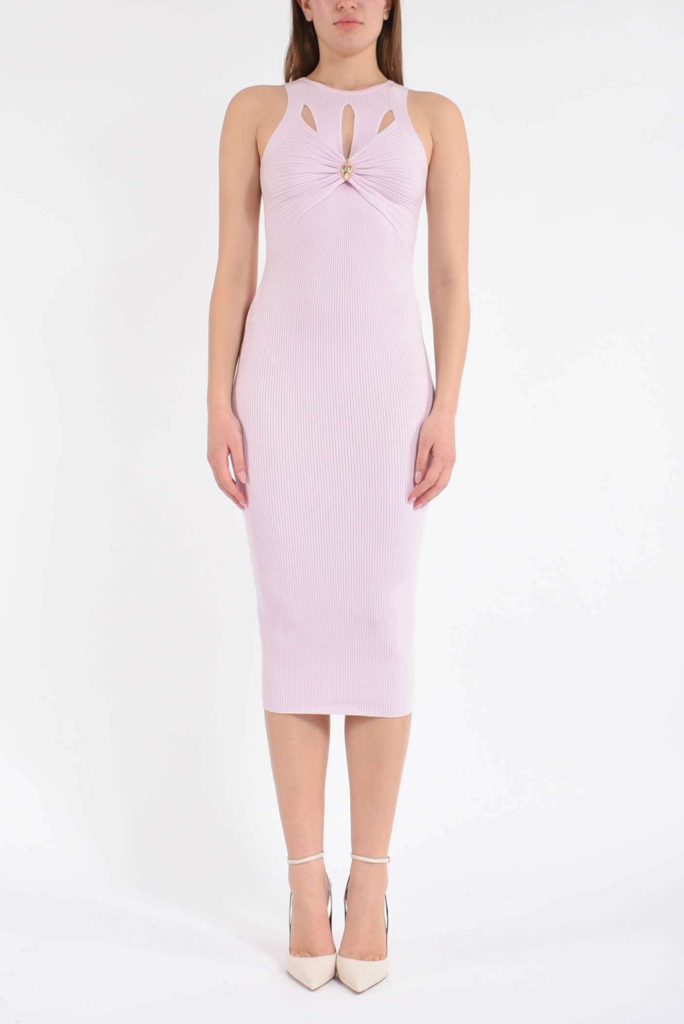 Abito midi a costine con cut out