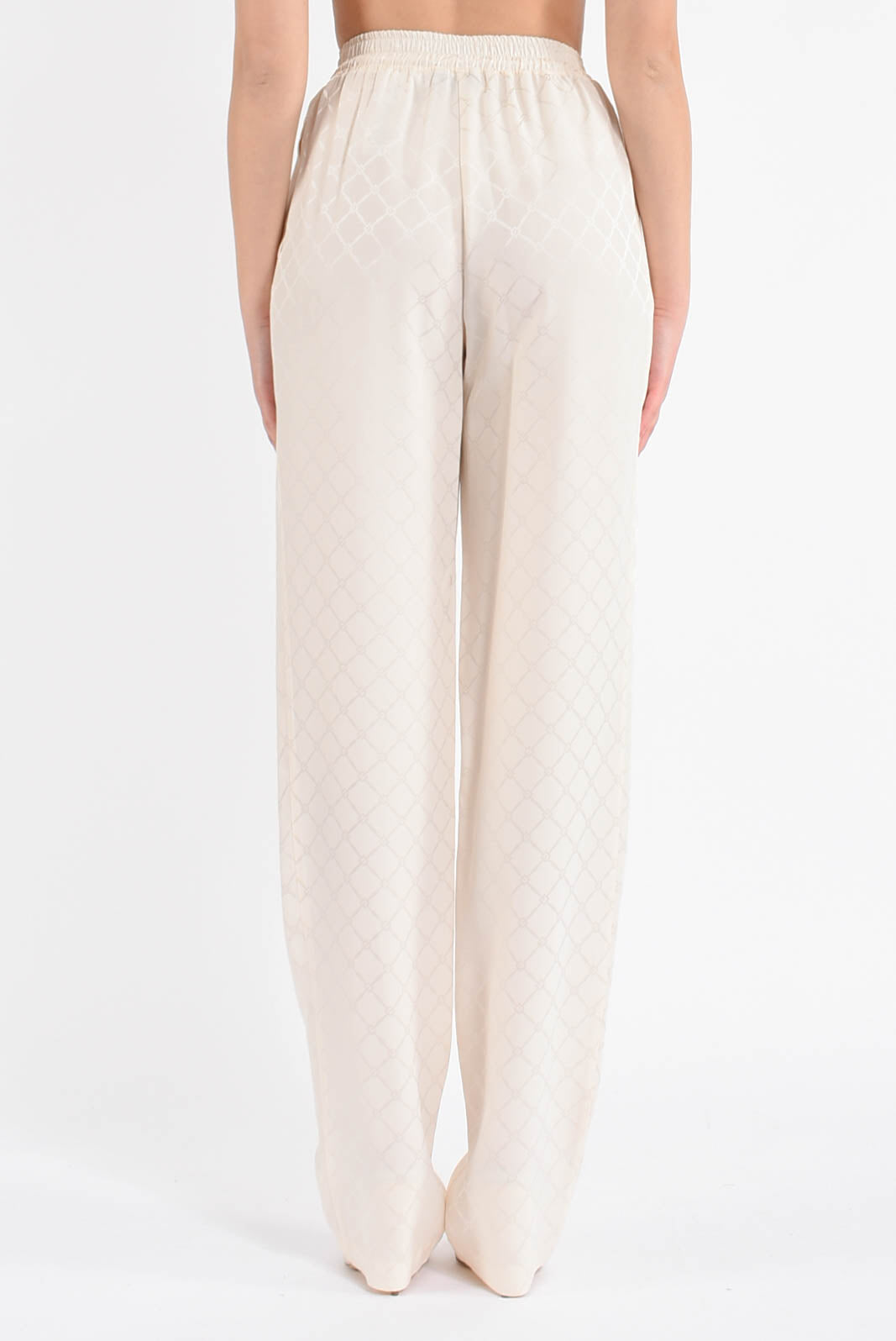 pantaloni in satin con losanga jacquard