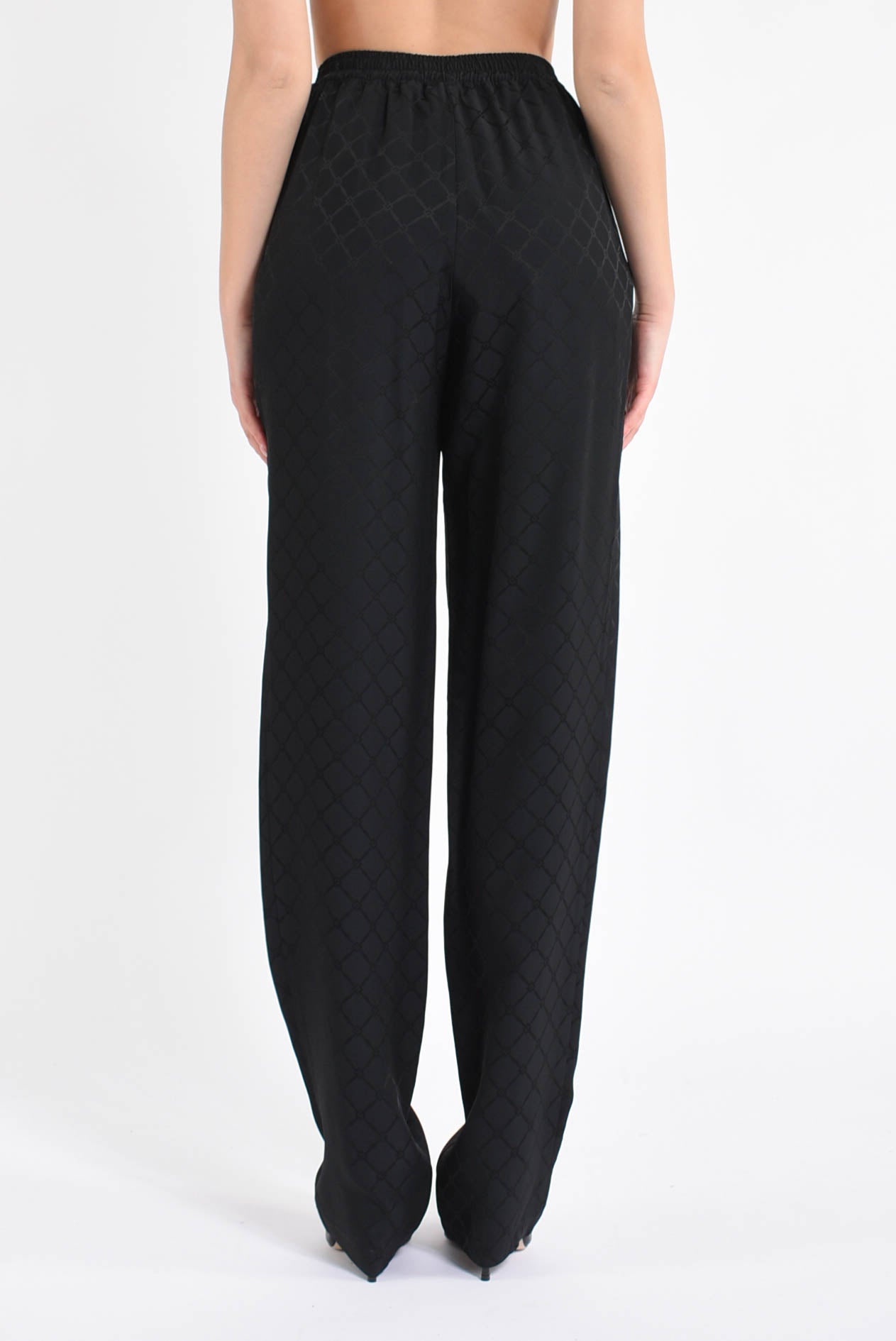 pantaloni in satin con losanga jacquard