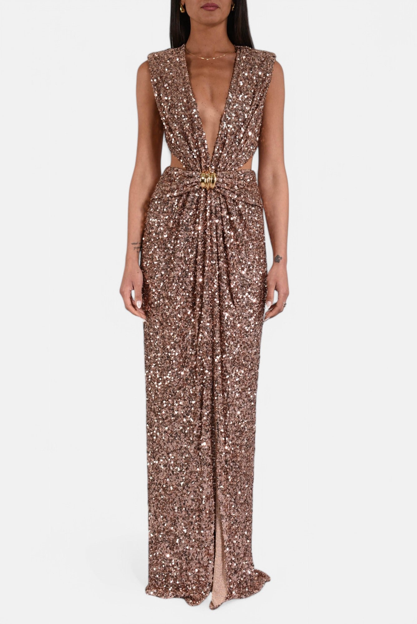 Abito lungo in paillettes