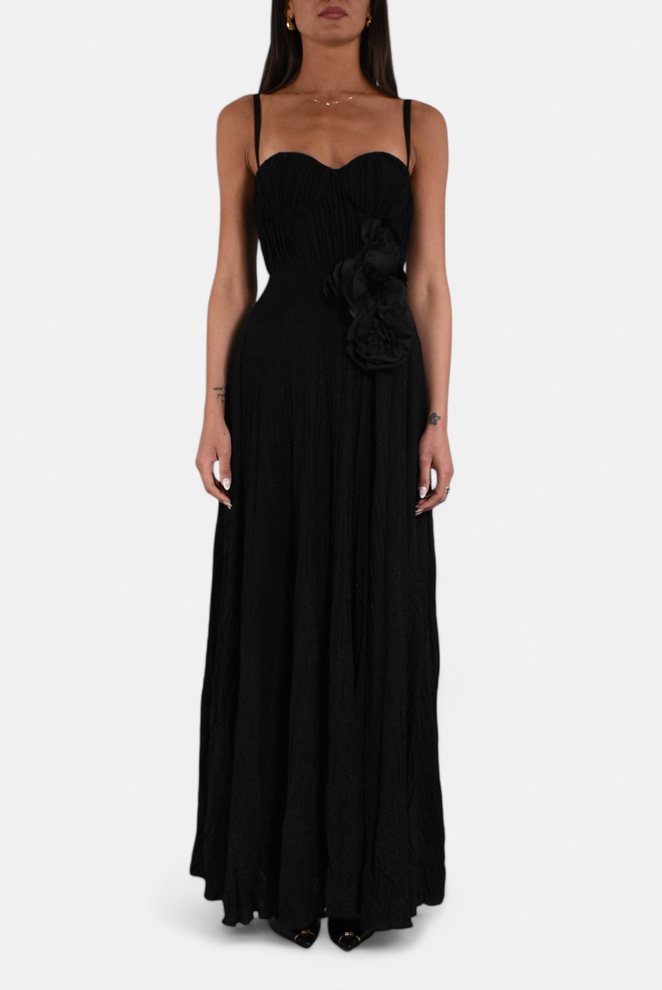 abito lungo in jersey lurex
